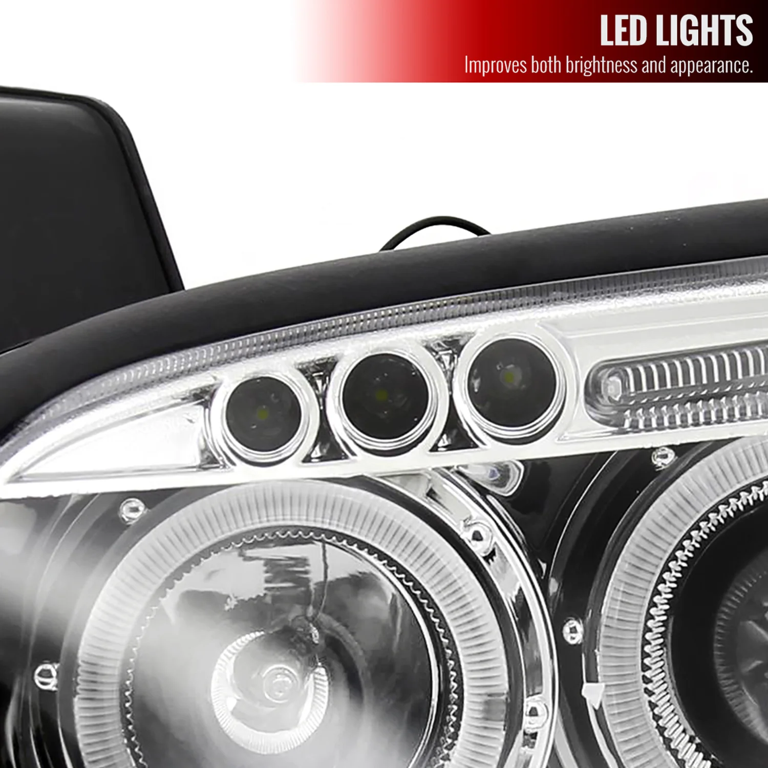 2000-2001 Nissan Maxima Dual Halo Projector Headlights Chrome/Clear Lens - Image 5