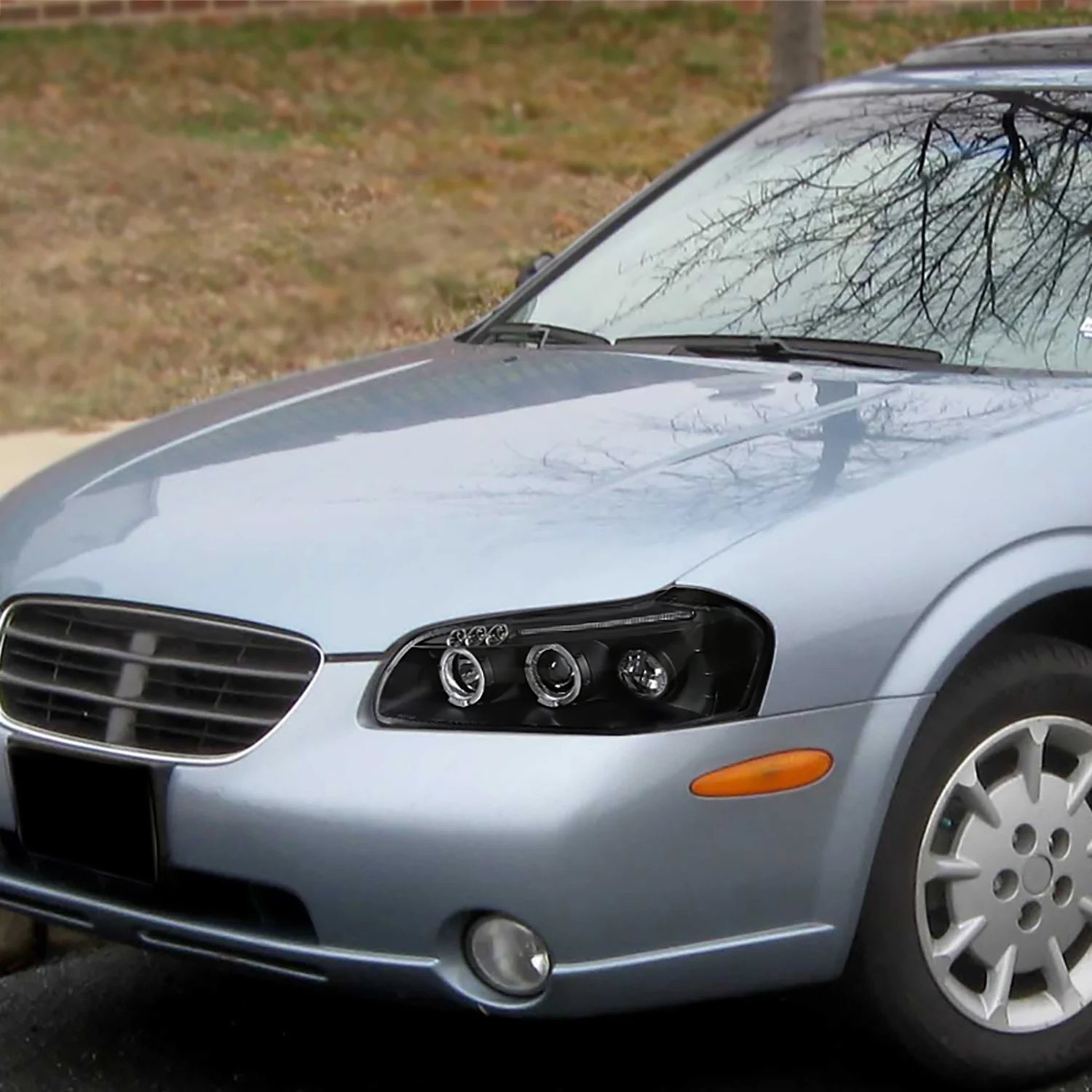 2000-2001 Nissan Maxima Dual Halo Projector Headlights Matte Black/Clear Lens - Image 10