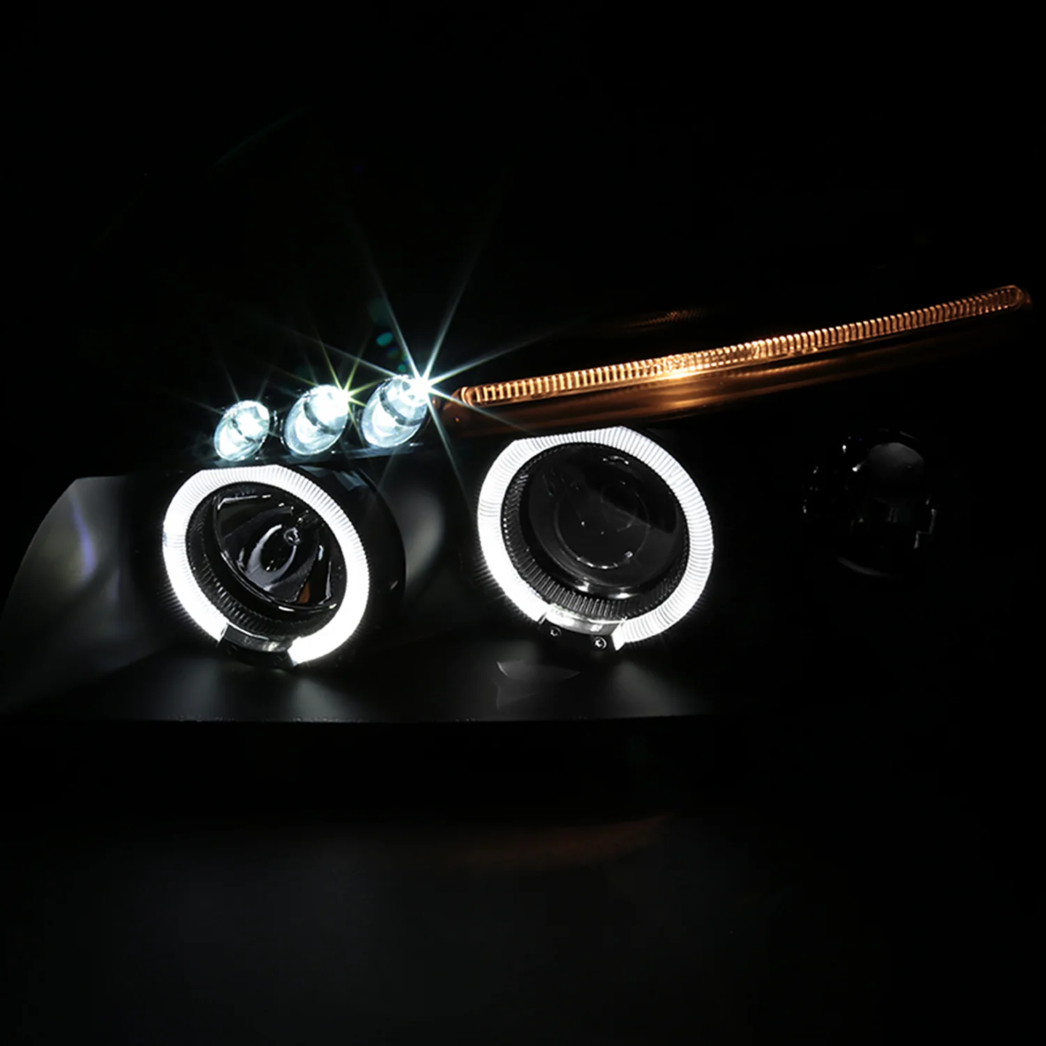 2000-2001 Nissan Maxima Dual Halo Projector Headlights Matte Black/Clear Lens - Image 2
