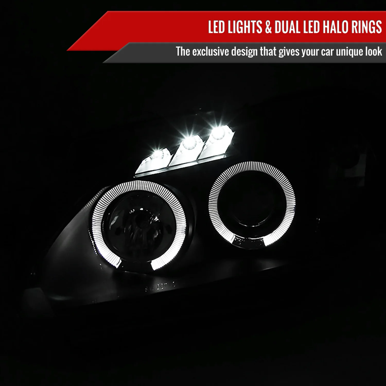 2000-2003 Honda S2000 AP1 Dual Halo Projector Headlights Matte Black/Clear - Image 2