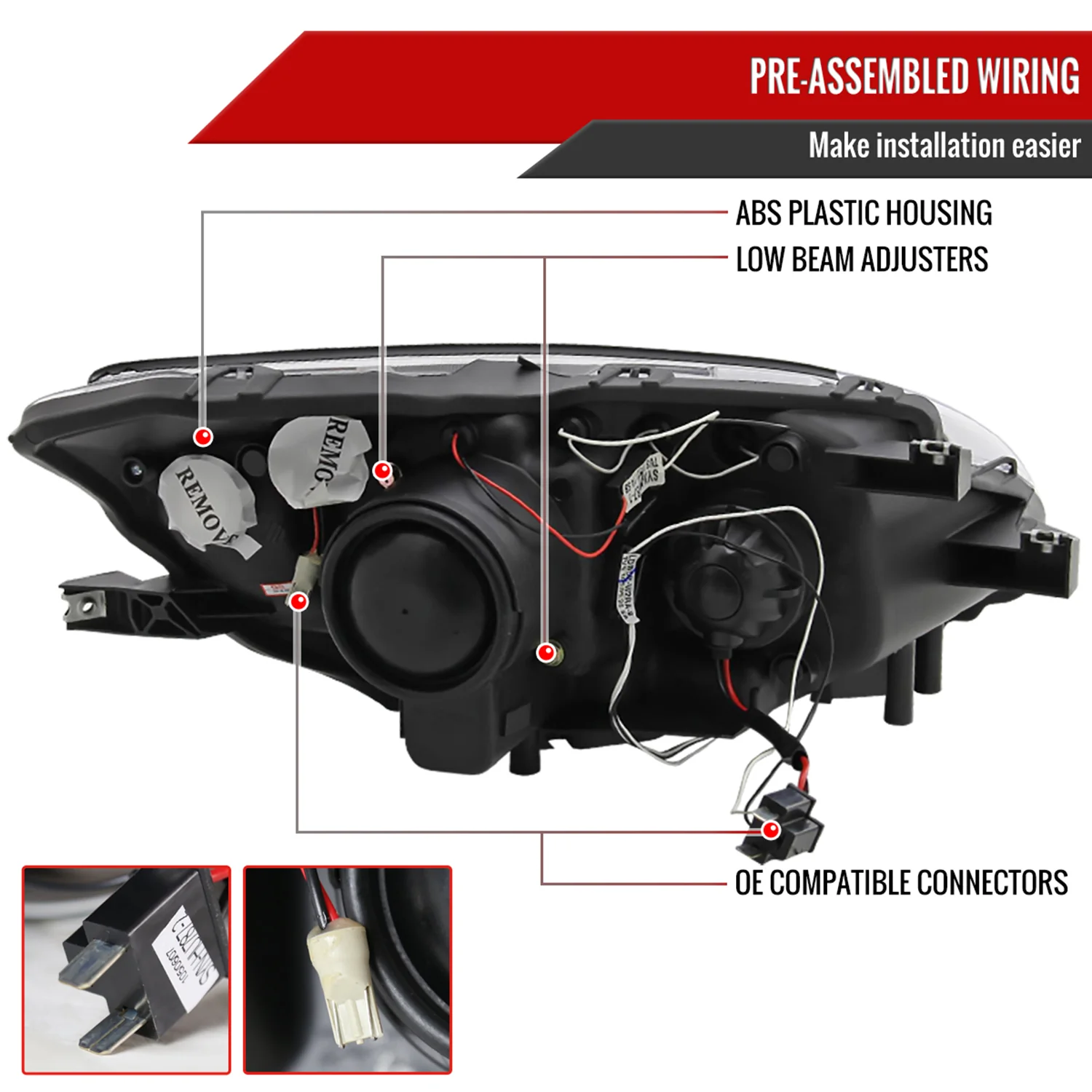 2000-2003 Honda S2000 AP1 Dual Halo Projector Headlights Matte Black/Clear - Image 7