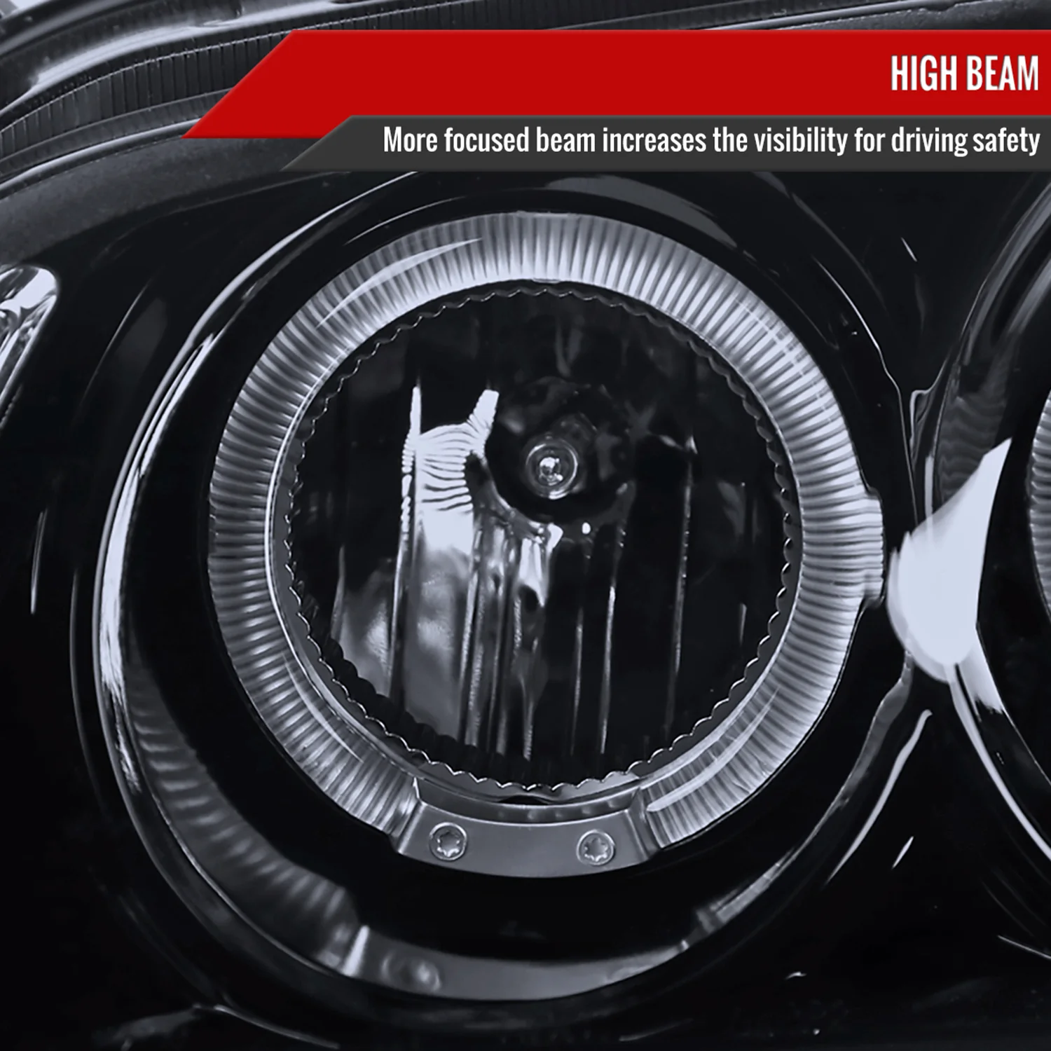 2000-2003 Nissan Sentra Dual Halo Projector Headlights Glossy Black/Smoke Lens - Image 4