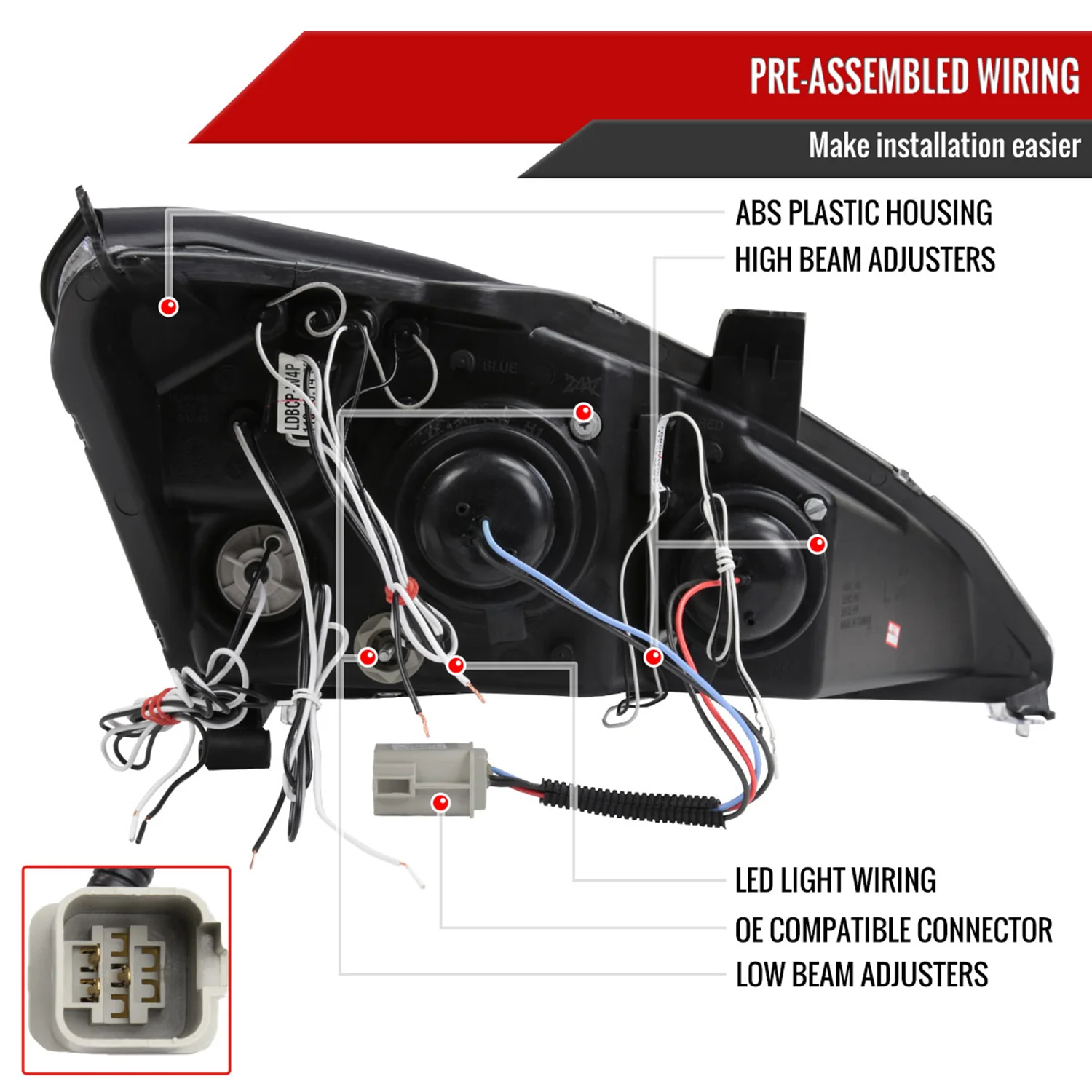 2000-2004 Ford Focus Dual Halo Projector Headlights Chrome/Clear Lens - Image 7