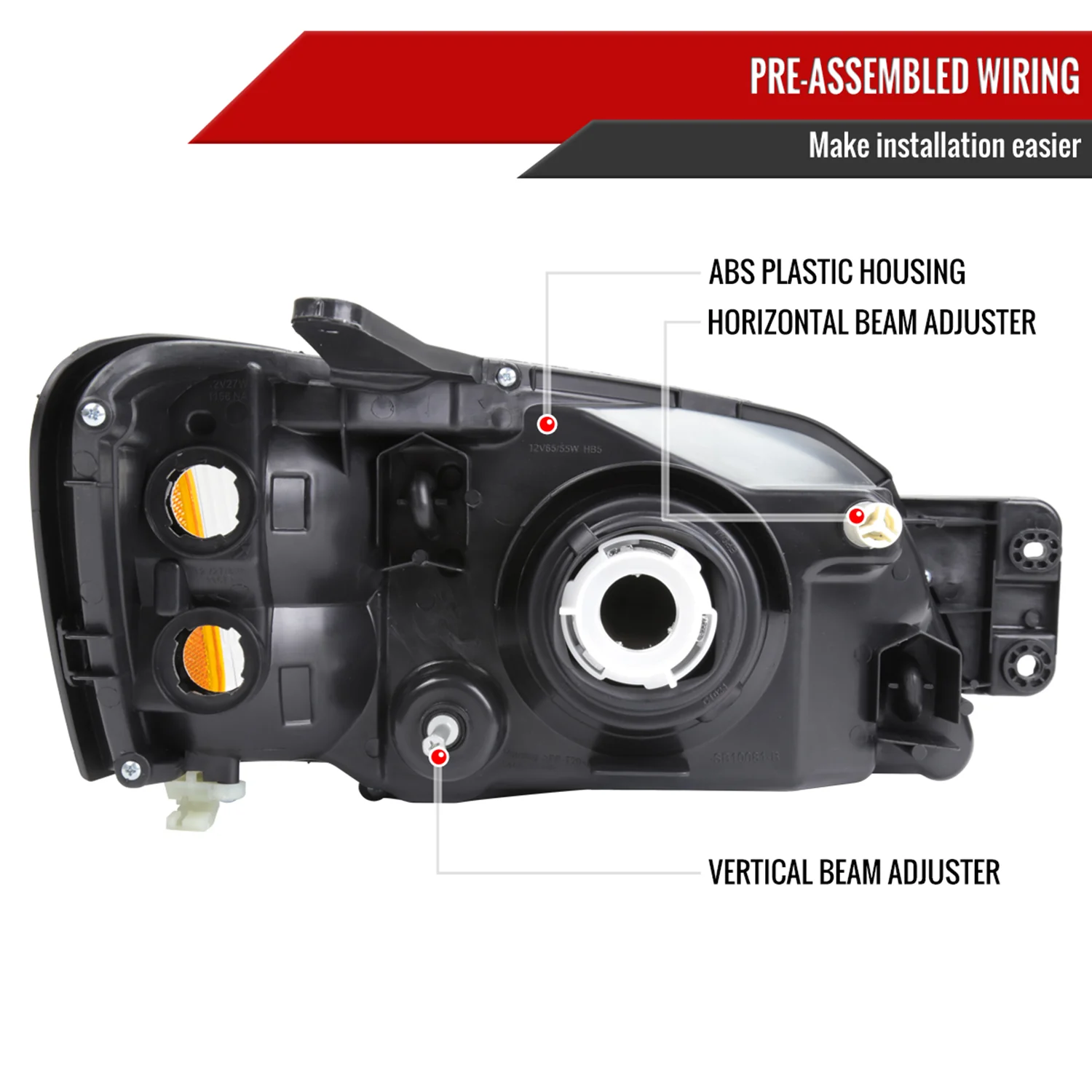 2000-2004 Subaru Legacy Brighton/2003-2006 Baja Sport Factory Headlights Chrome - Image 7