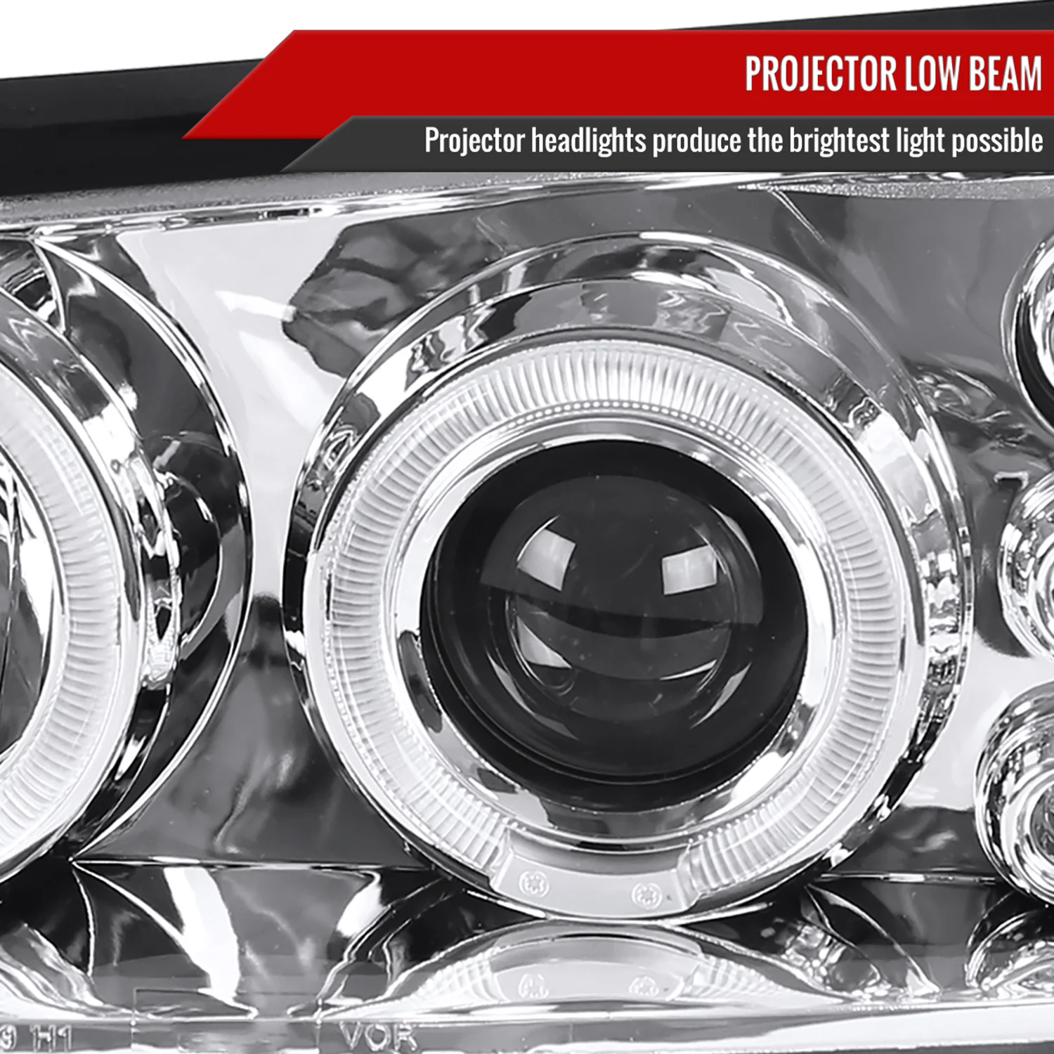 2000-2005 Chevy Impala Dual Halo Projector Headlights Chrome/Clear Lens - Image 3