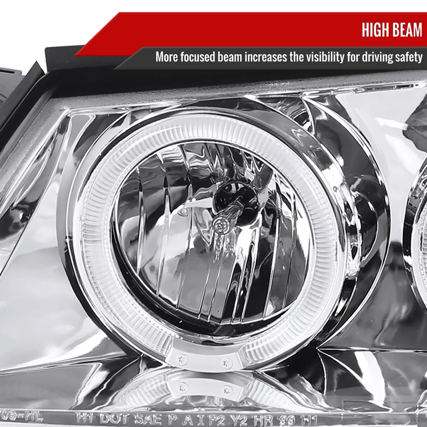 2000-2005 Chevy Impala Dual Halo Projector Headlights Chrome/Clear Lens - Image 4