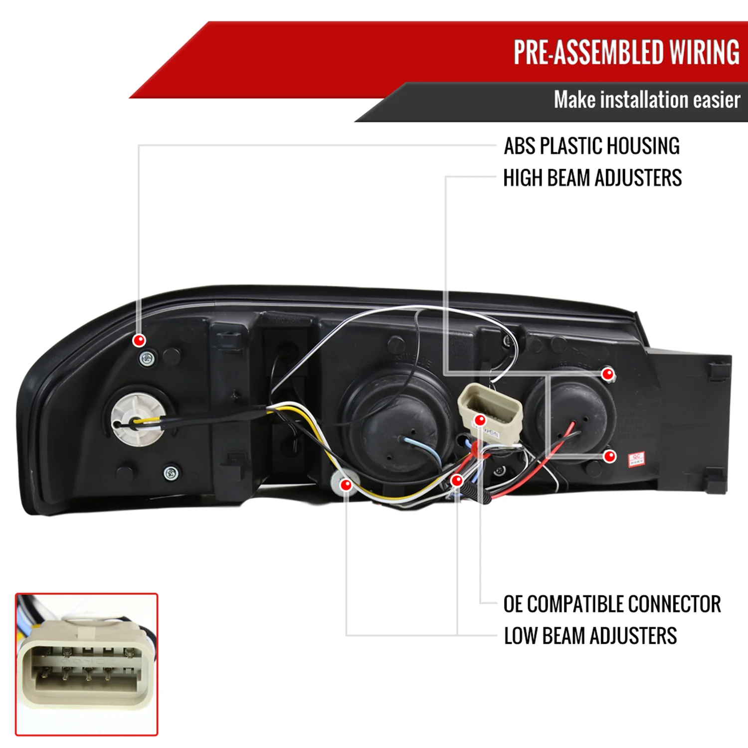 2000-2005 Chevy Impala Dual Halo Projector Headlights Chrome/Clear Lens - Image 7