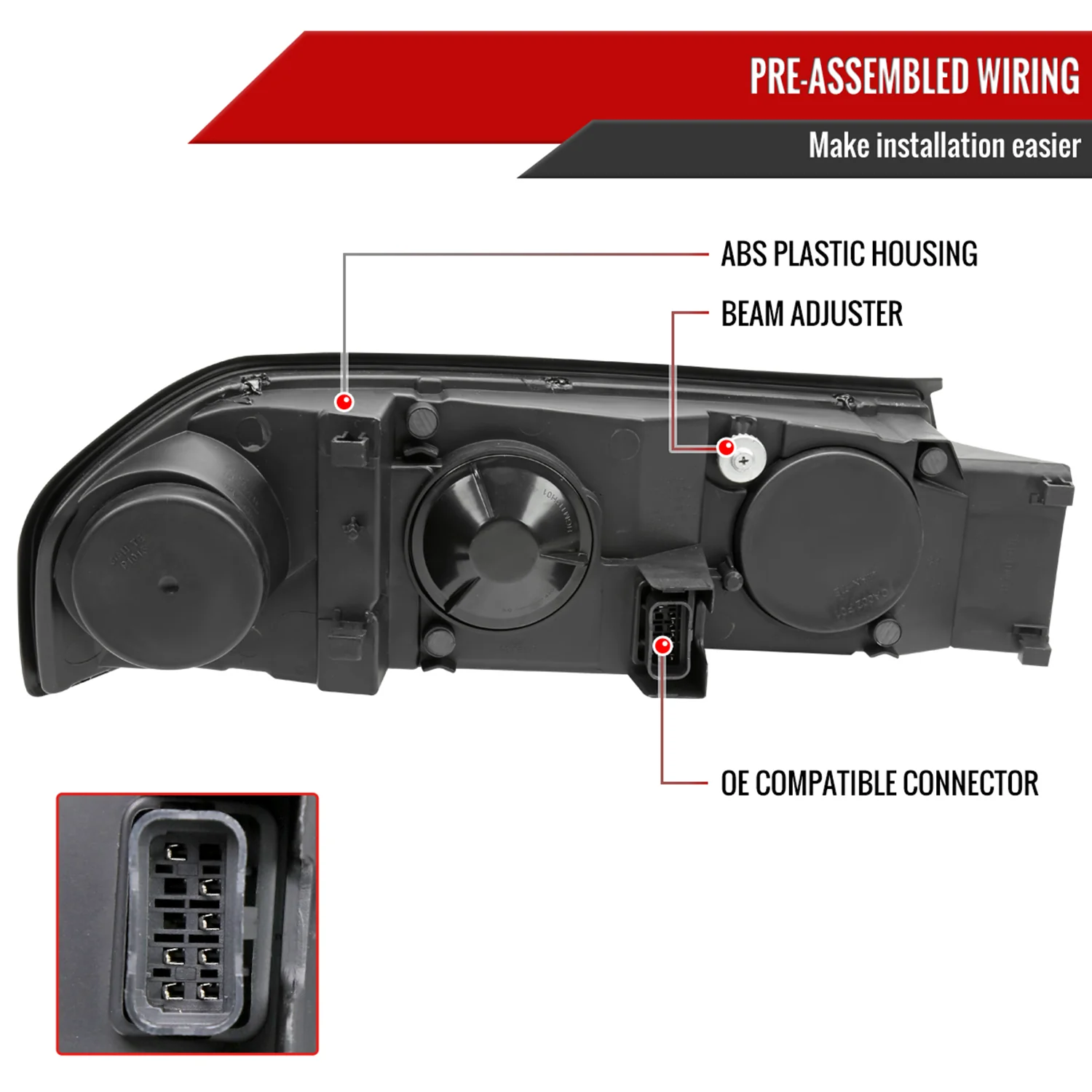 2000-2005 Chevy Impala LED Bar Factory Style Headlights Chrome/Clear Lens - Image 7