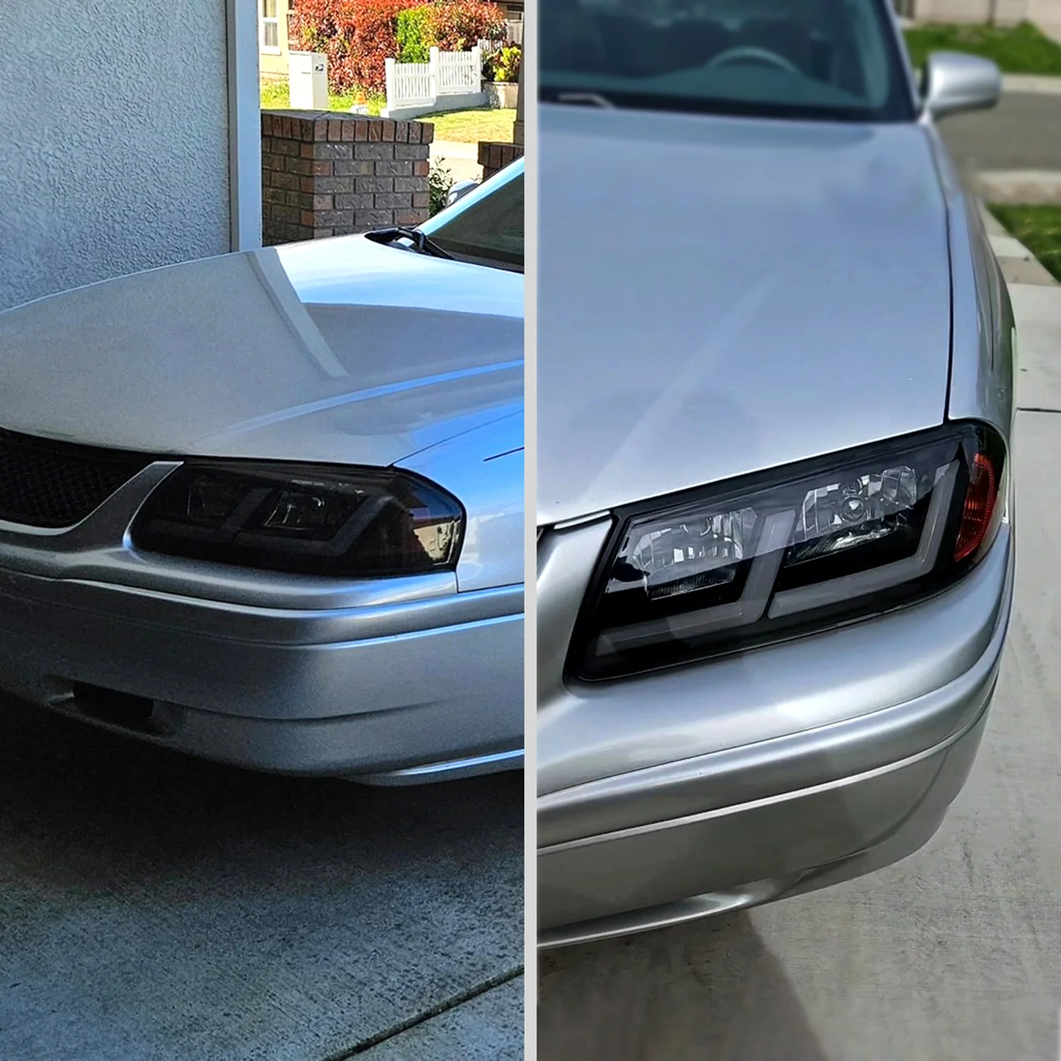 2000-2005 Chevy Impala LED Bar Factory Style Headlights Matte Black/Smoke Lens - Image 9