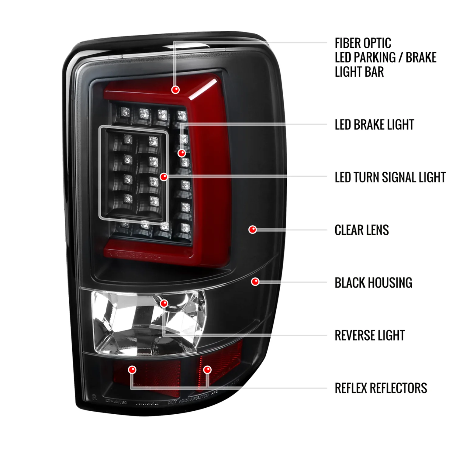2000-2006 Chevy Suburban/Tahoe/Yukon/Yukon XL LED C Bar Tail Lights Black - Image 8