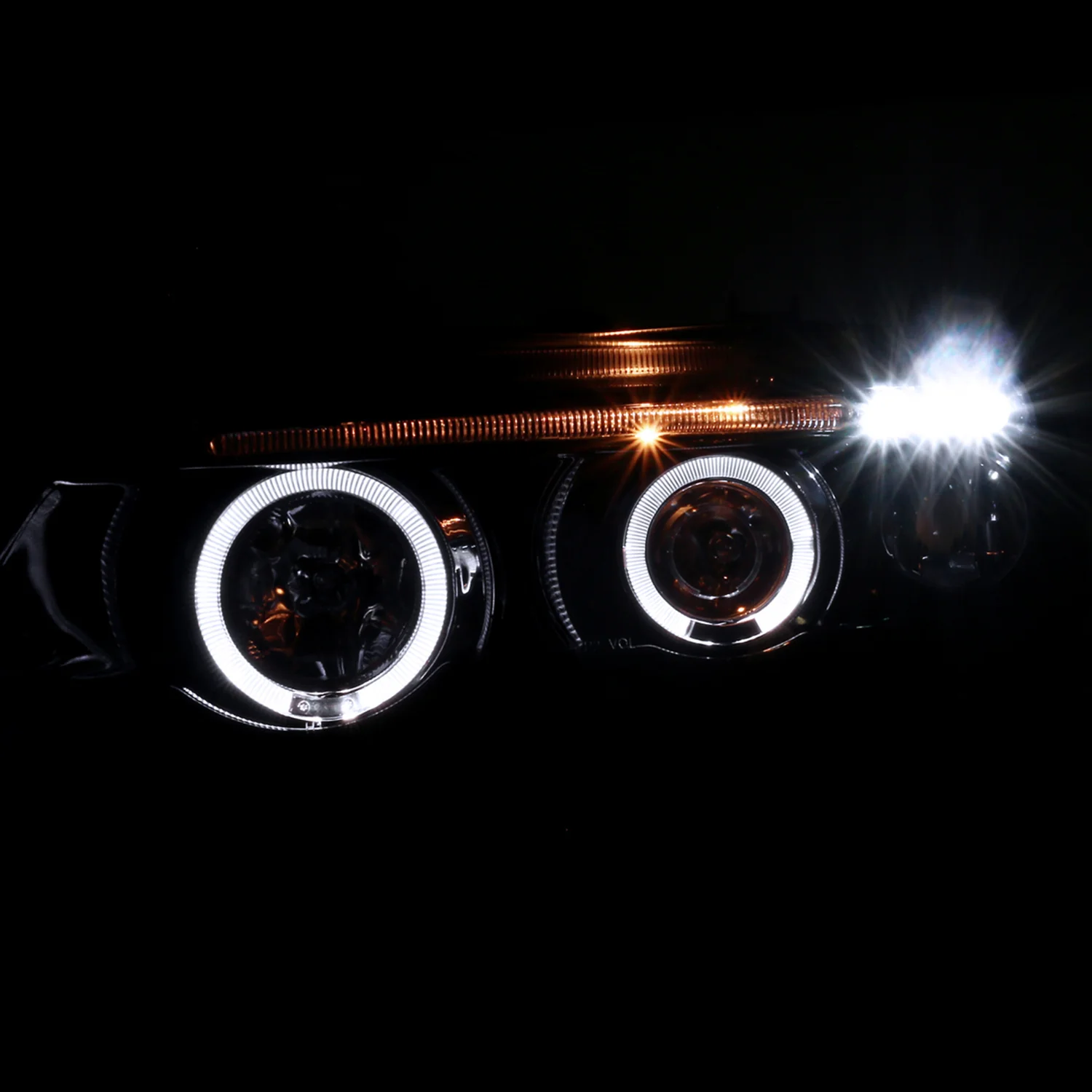 2001-2003 BMW E53 X5 Dual Halo Projector Headlights Glossy Black/Smoke Lens - Image 2