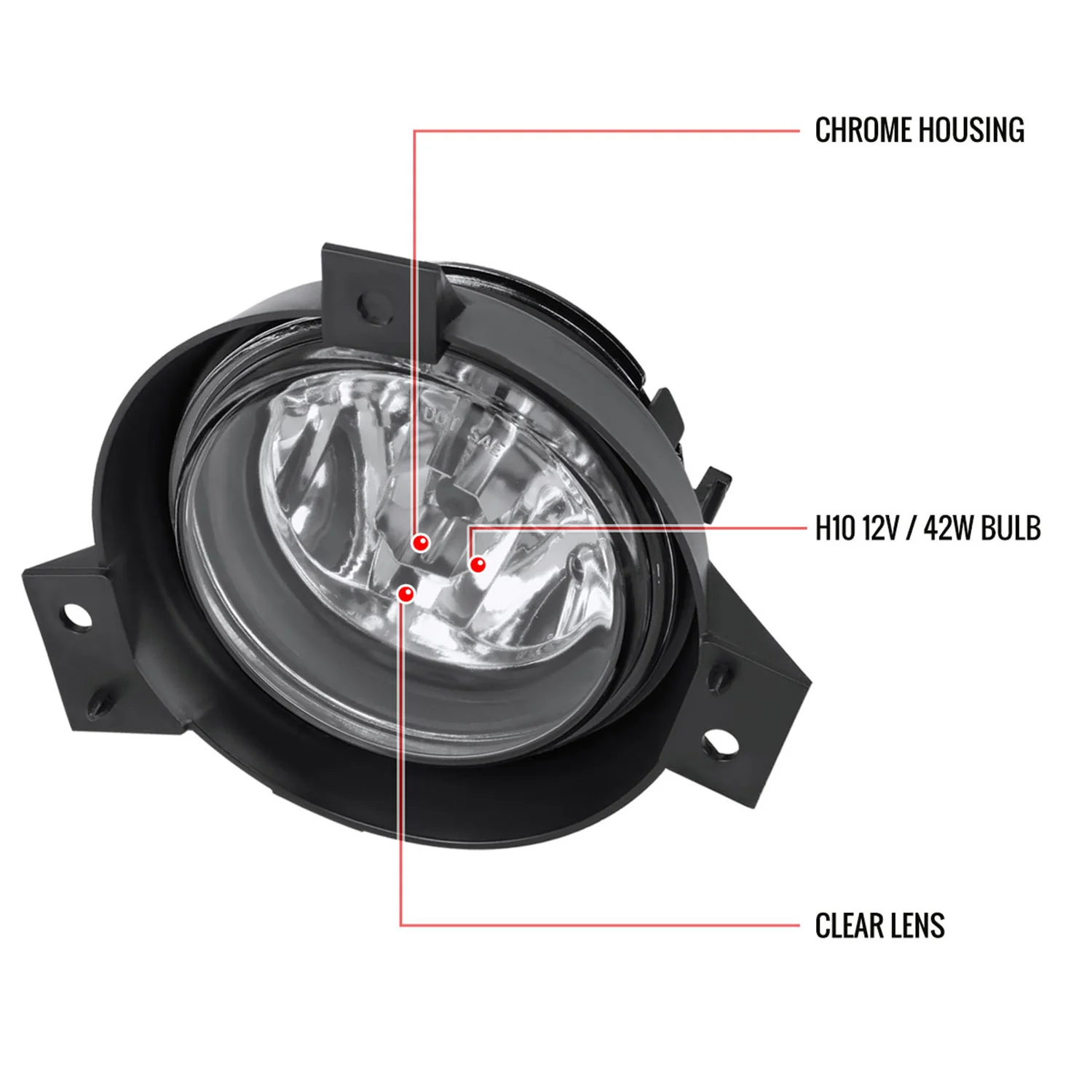 2001-2003 Ford Ranger H10 Fog Lights Chrome Housing/Clear Lens - Image 9