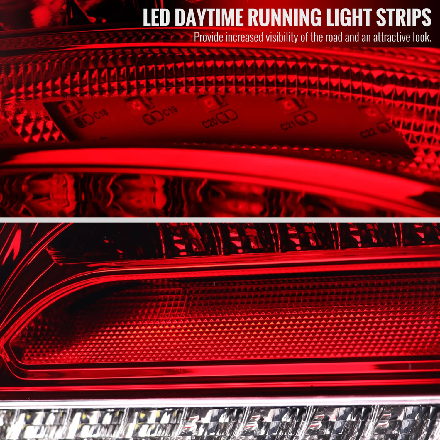 2001-2004 Mercedes Benz W203 C-Class Turn Signal LED Tail Lights Chrome/Red - Image 4