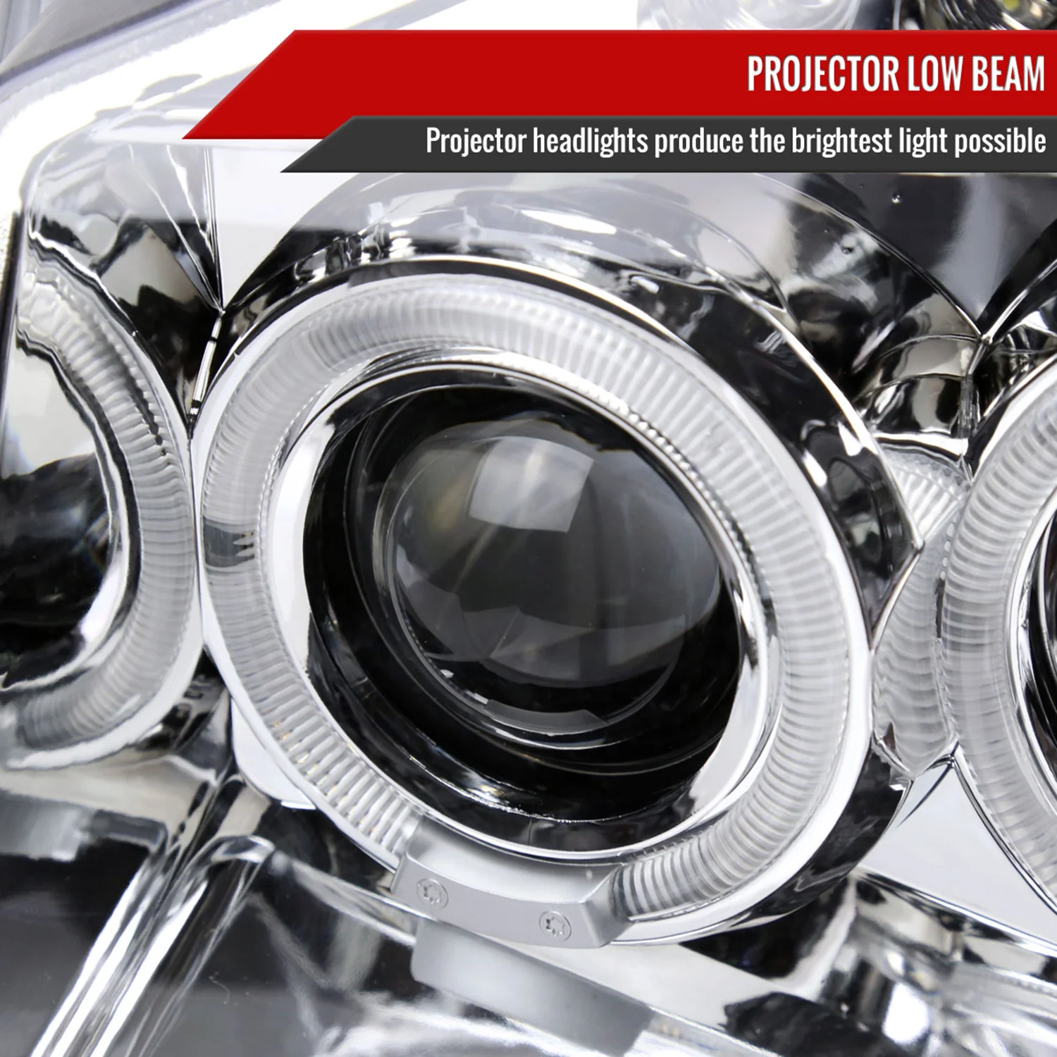 2001-2004 Nissan Frontier Dual Halo Projector Headlights Chrome/Clear Lens - Image 3