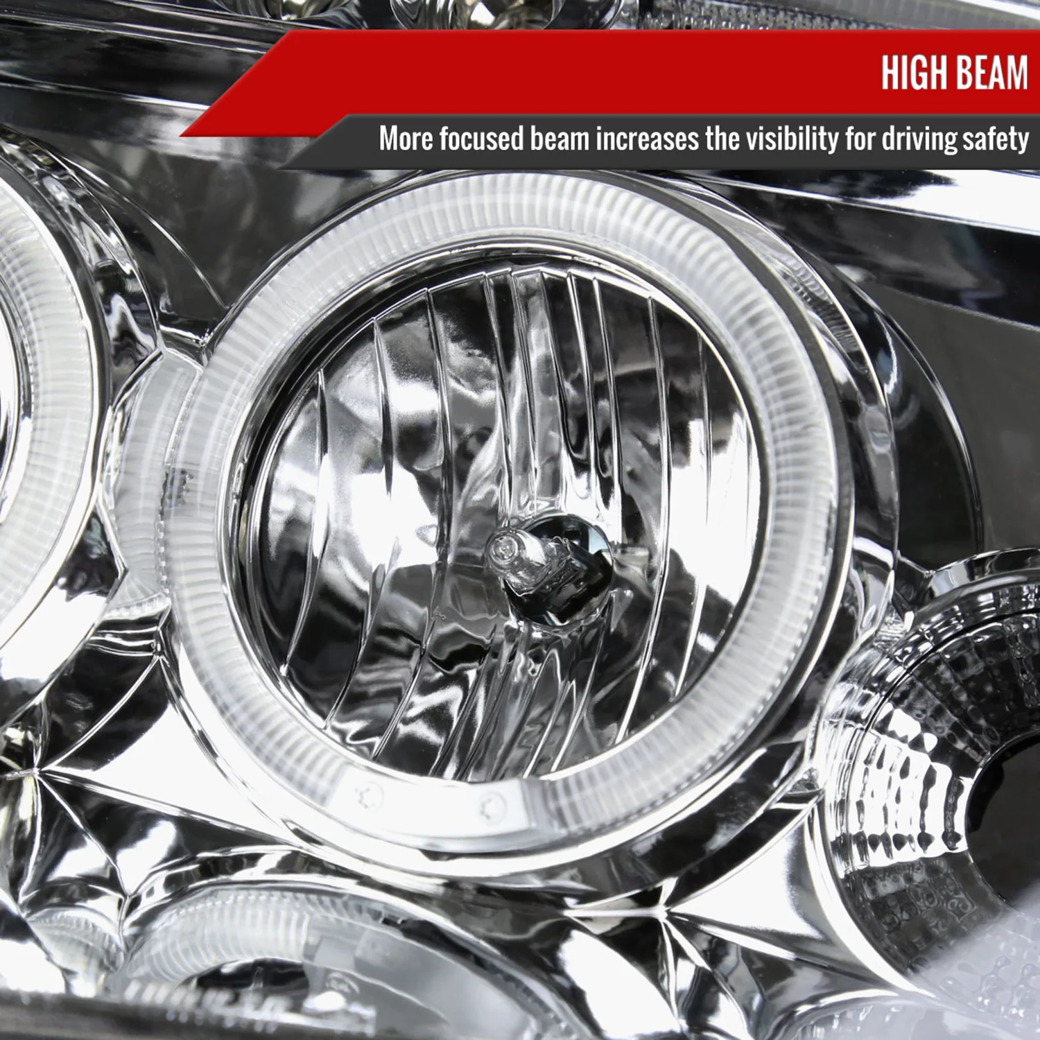 2001-2004 Nissan Frontier Dual Halo Projector Headlights Chrome/Clear Lens - Image 4