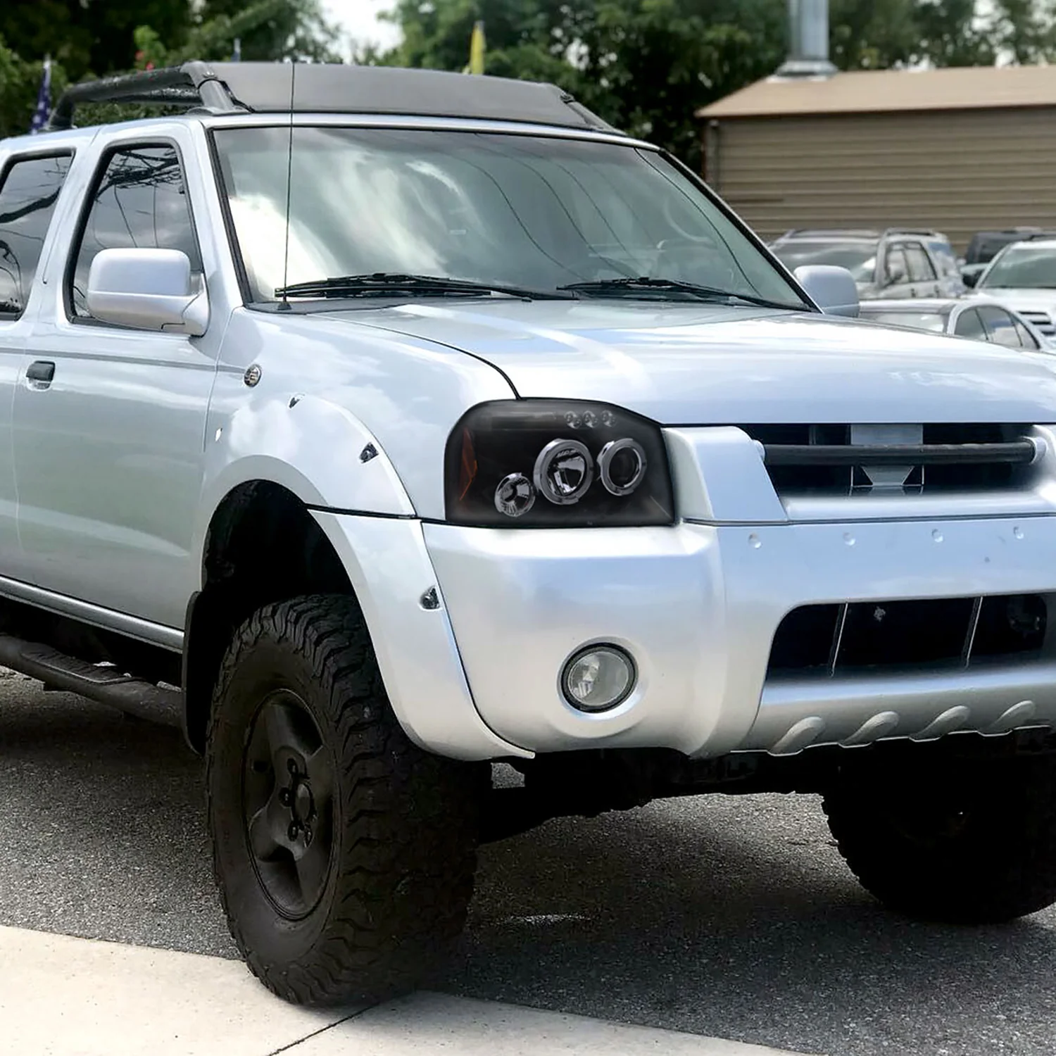 2001-2004 Nissan Frontier Dual Halo Projector Headlights Glossy Black/Smoke - Image 10