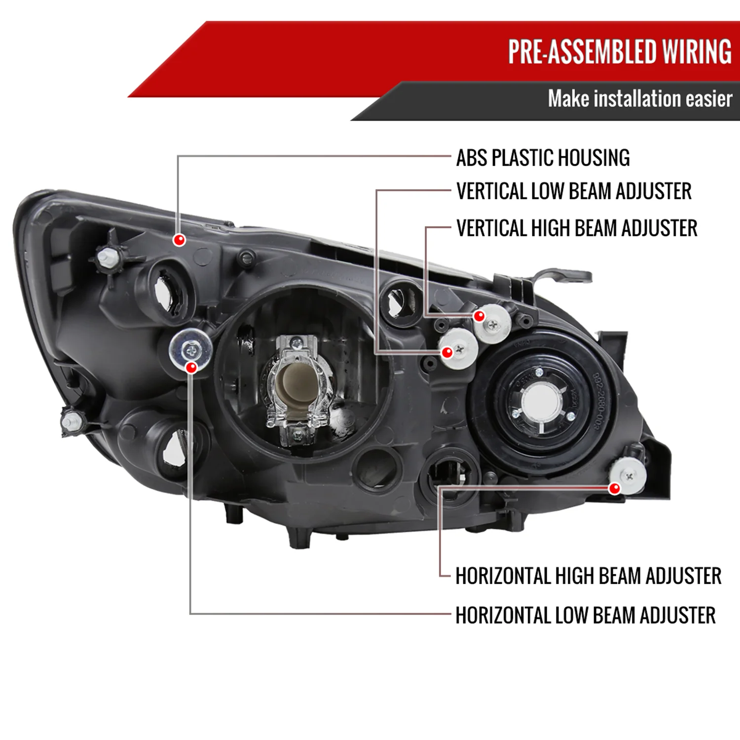 2001-2005 Lexus IS300 Factory Style Crystal Headlights Matte Black/Clear Lens - Image 7