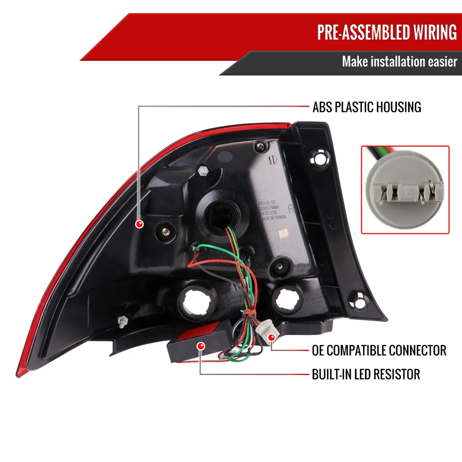 2001-2005 Lexus IS300 LED Tail Lights Chrome Housing/Red Clear Lens - Image 7