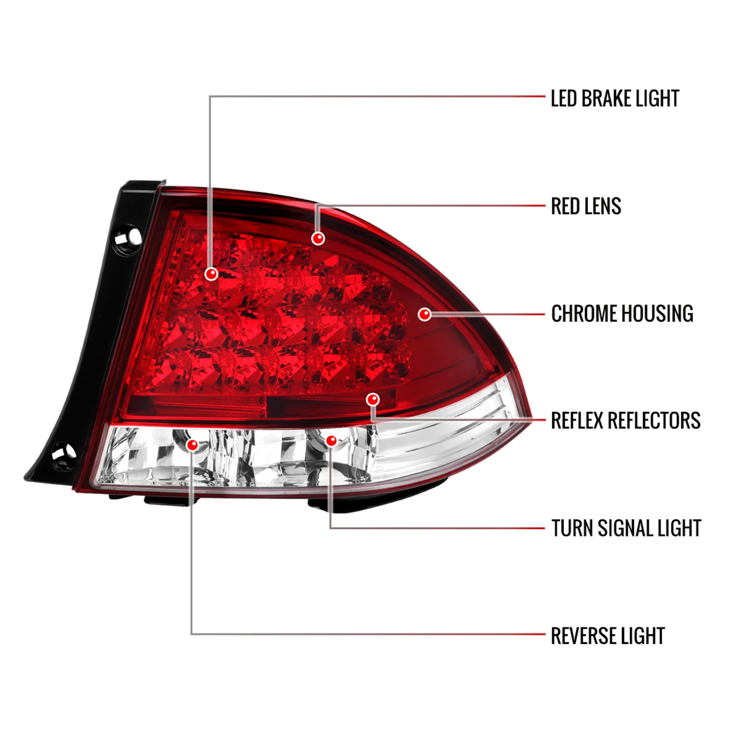 2001-2005 Lexus IS300 LED Tail Lights Chrome Housing/Red Clear Lens - Image 8