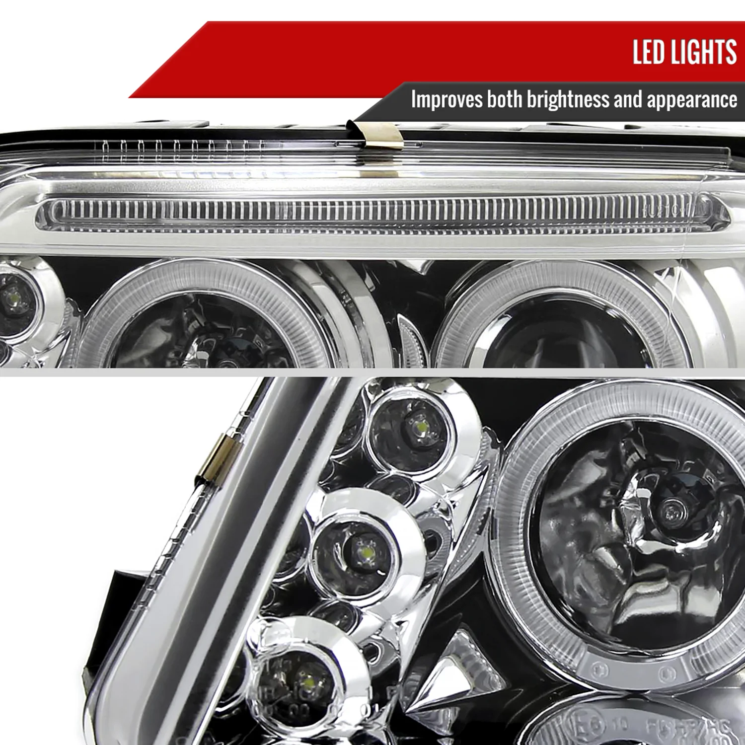 2001-2005 VW Passat Dual Halo Projector Headlights Chrome/Clear Lens - Image 5