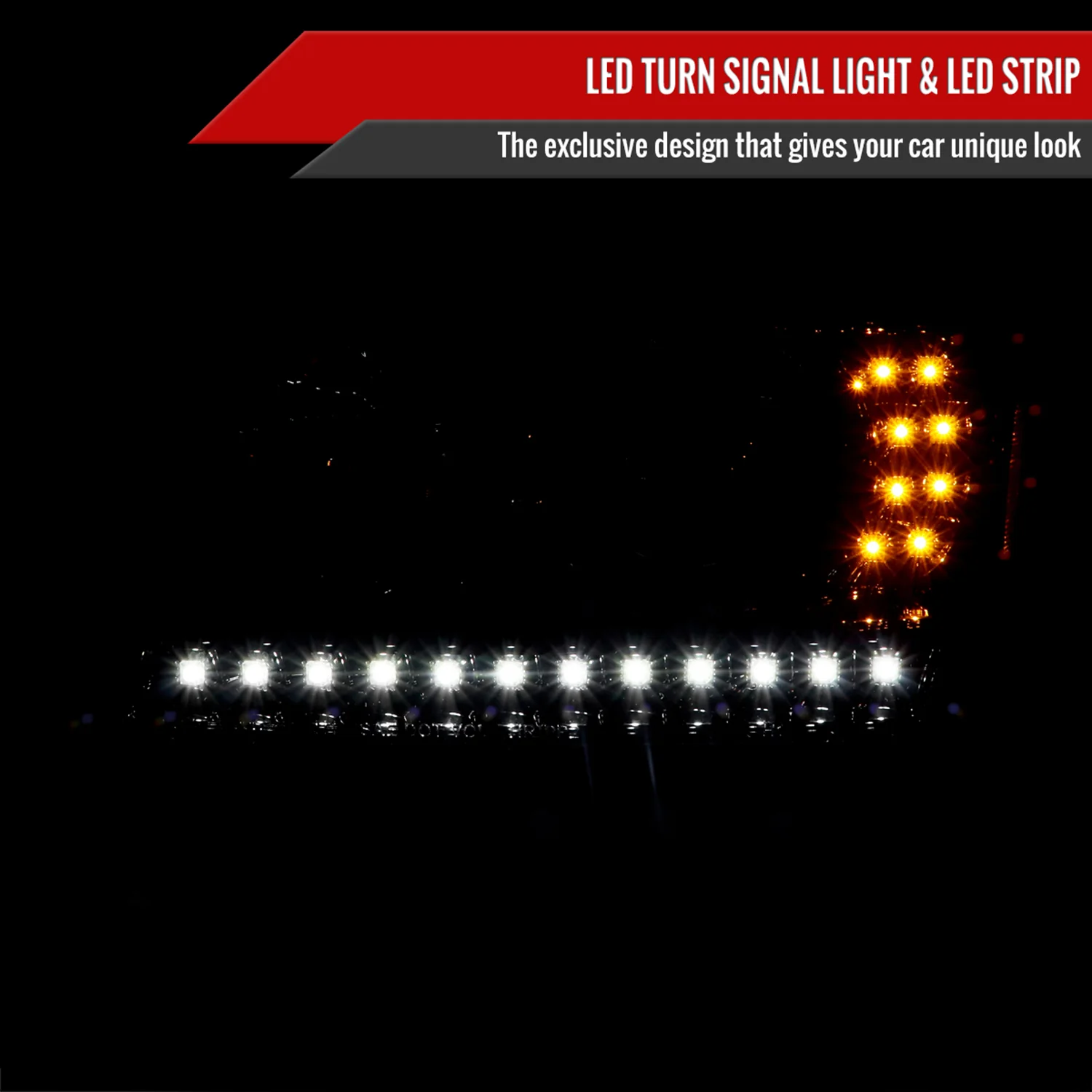 2001-2011 Ford Ranger Projector Headlights LED Light & LED Signal Jet Black - Image 2