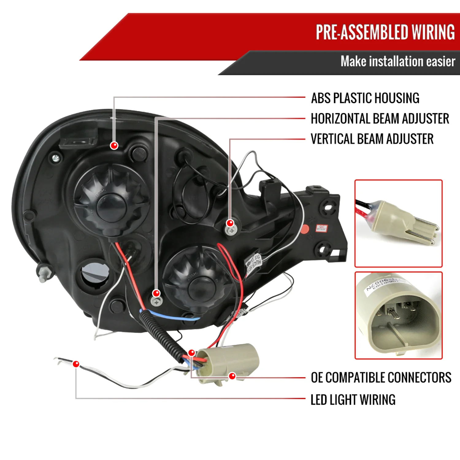 2002-2003 Subaru Impreza Dual Halo Bug Eye Projector Headlights Black/Smoke - Image 7