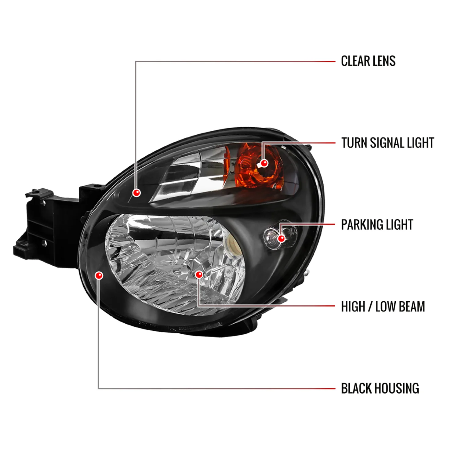 2002-2003 Subaru Impreza OEM Replacement Headlights Matte Black/Clear Lens - Image 8