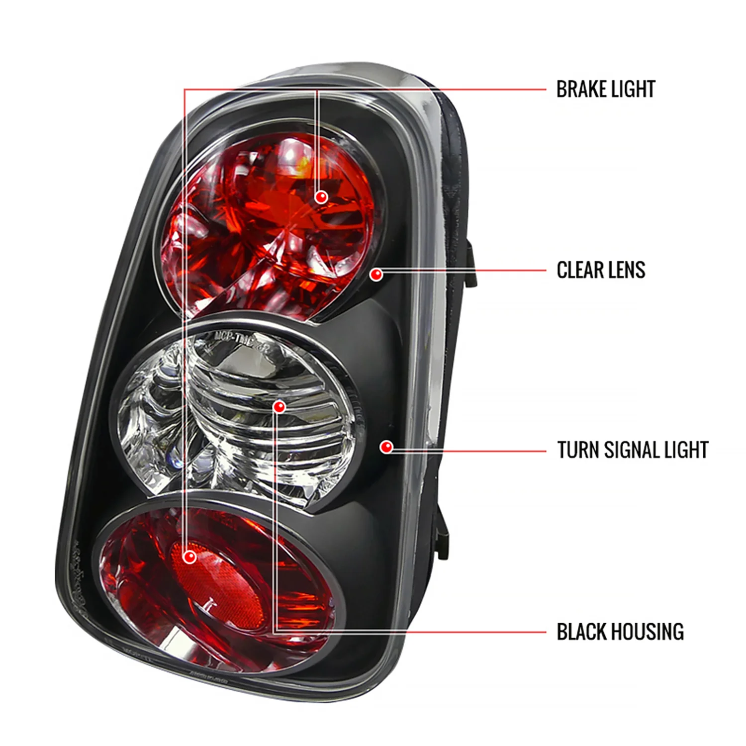 2002-2004 Mini Cooper Tail Lights Matte Black Housing/Clear Lens - Image 9