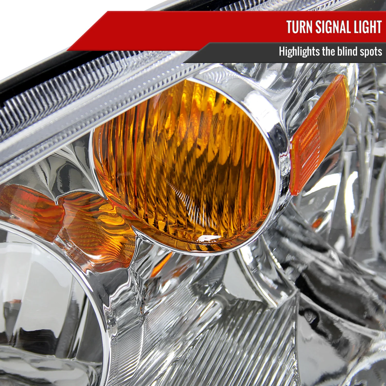 2002-2004 Nissan Altima Crystal Headlights w/ Amber Reflector Chrome/Clear - Image 5