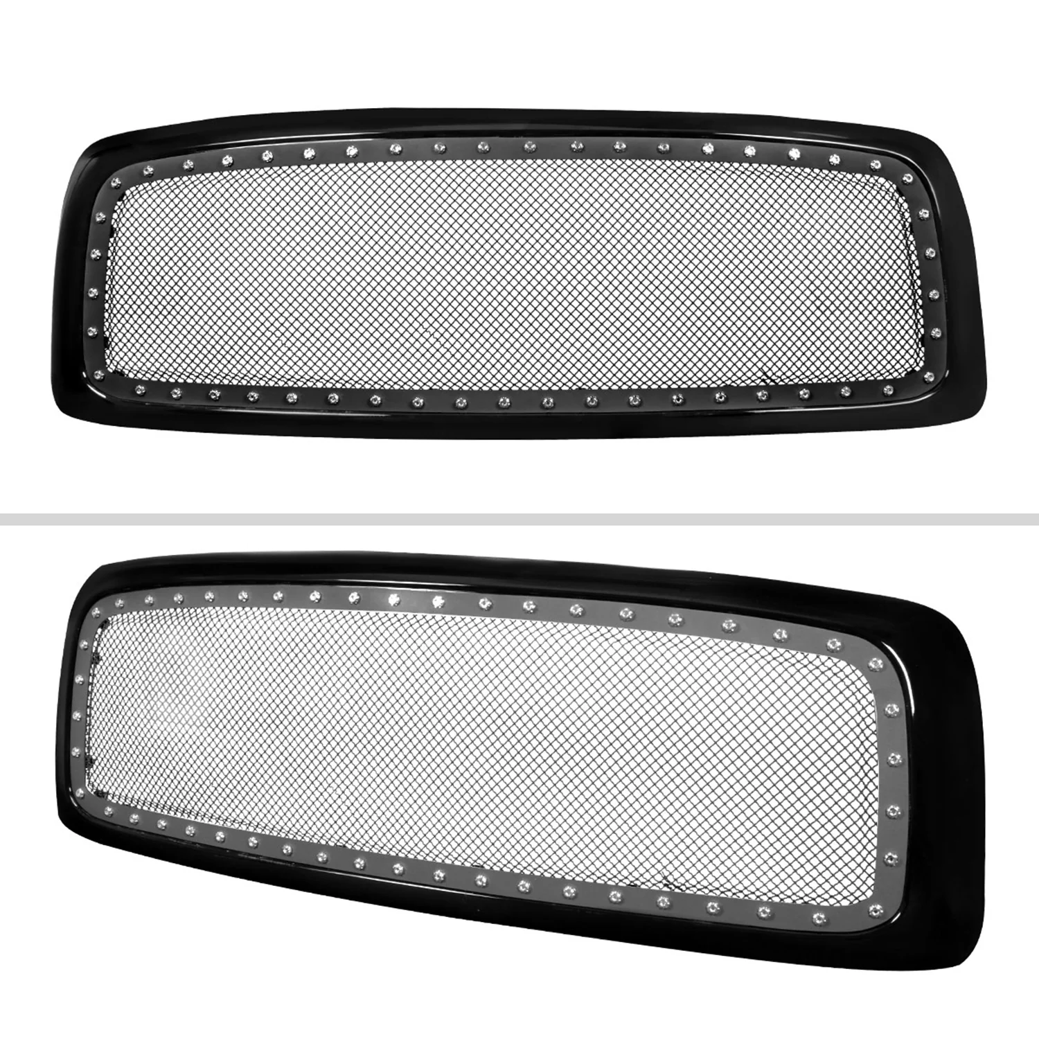 2002-2005 Dodge RAM 1500/ 03-2005 RAM 2500/3500 Glossy Black Mesh Front Grille - Image 2