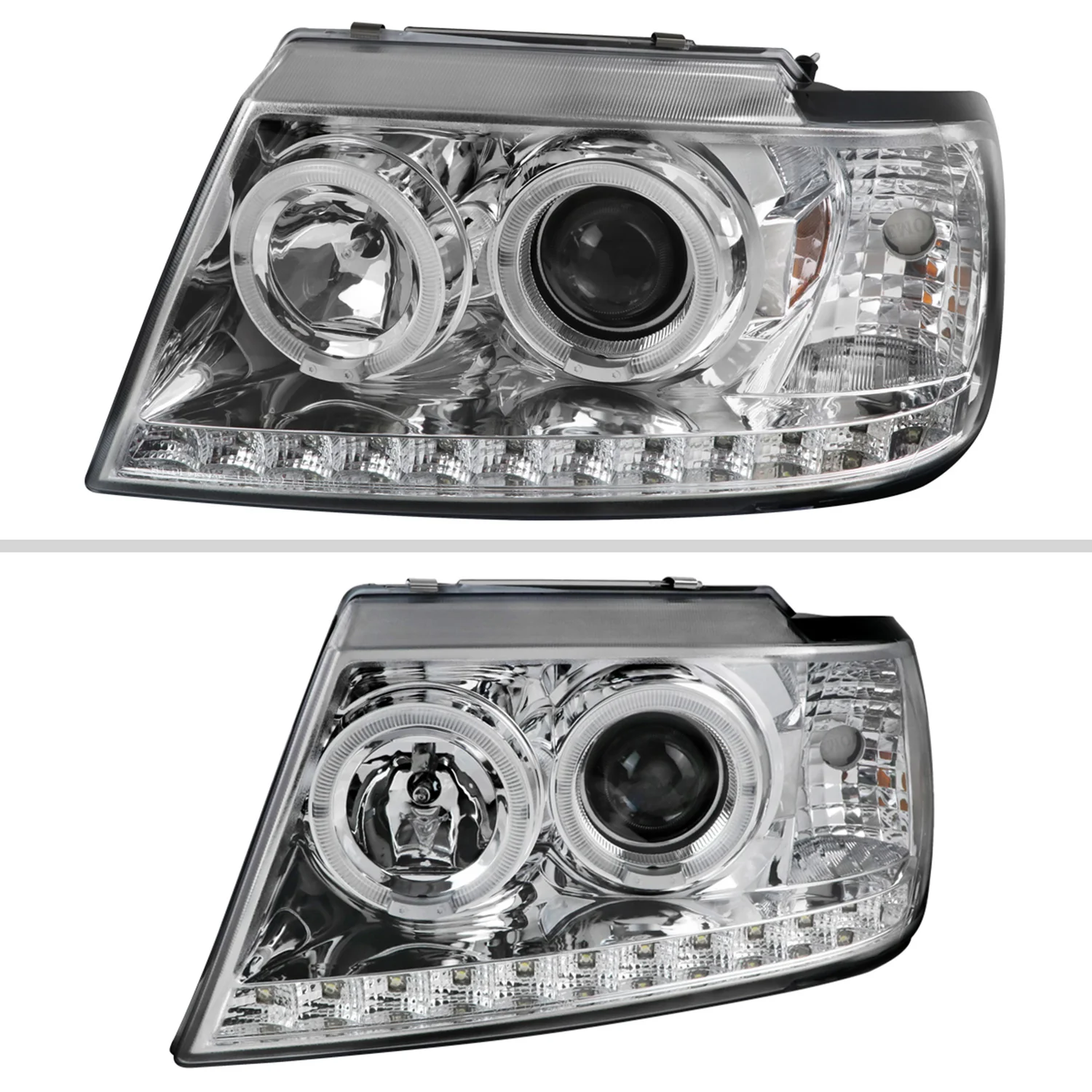 2002-2005 Ford Explorer Dual Halo Projector Headlights Chrome/Clear Lens - Image 2