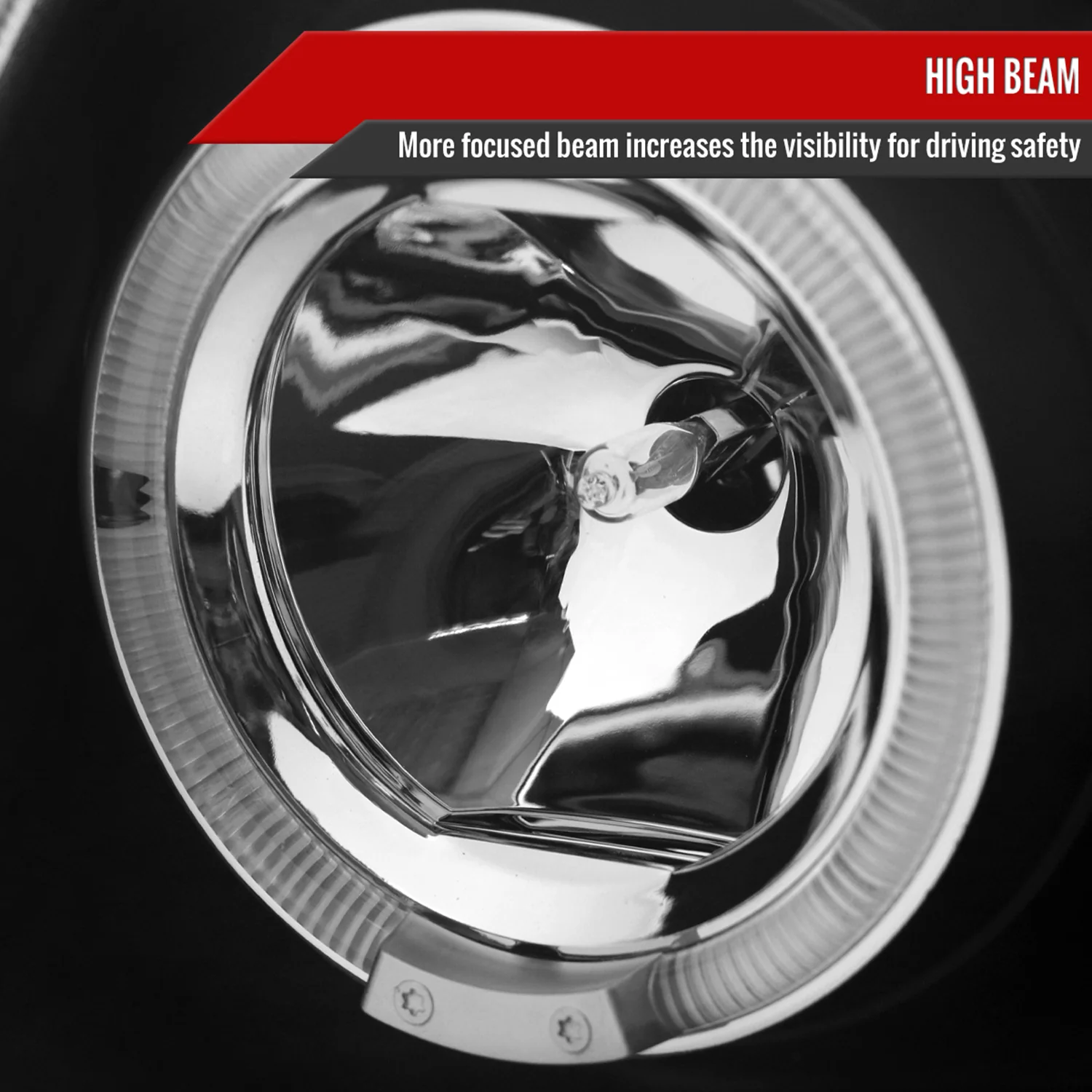 2002-2005 Ford Explorer Dual Halo Projector Headlights Matte Black/Clear Lens - Image 4