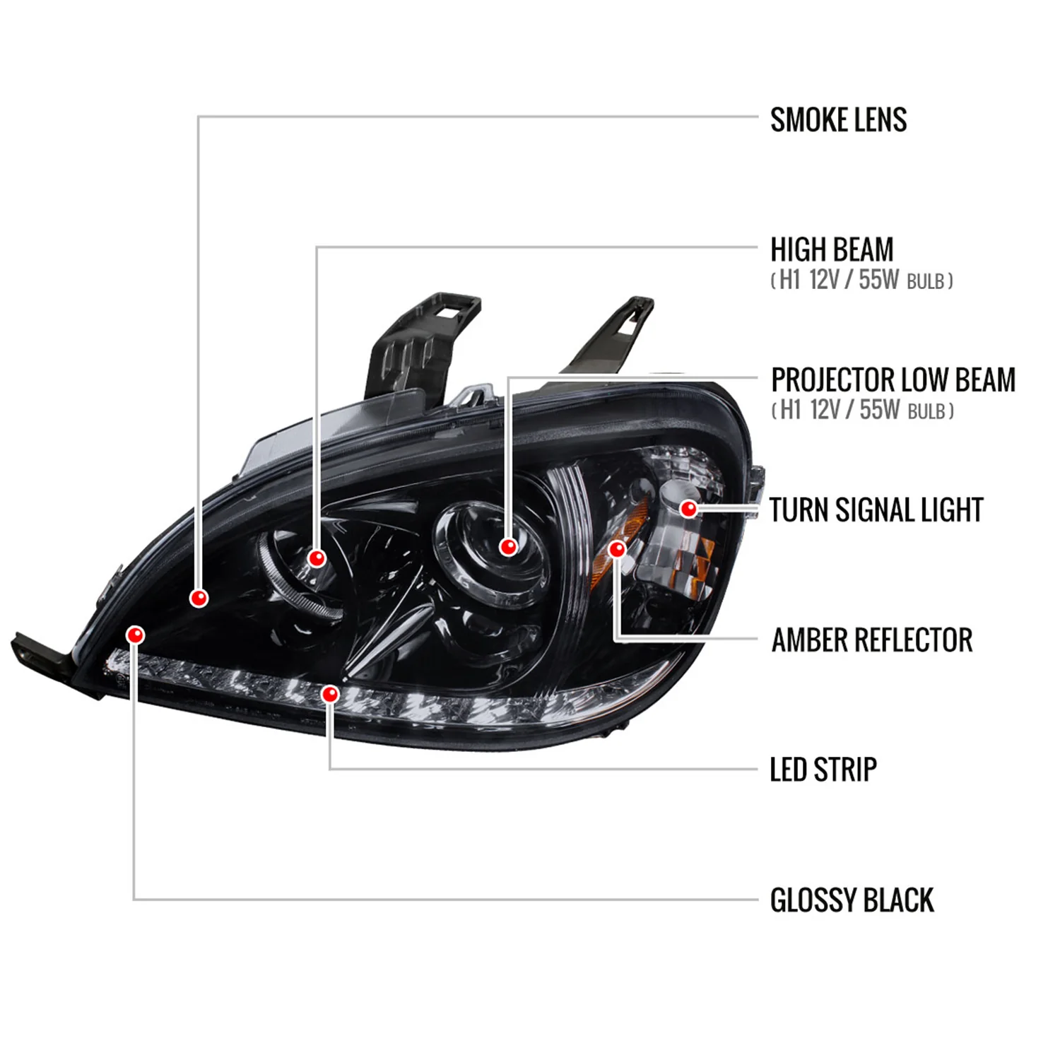 2002-2005 Mercedes Benz W163 ML Class Projector Headlights SMD LED Light Smoke - Image 8