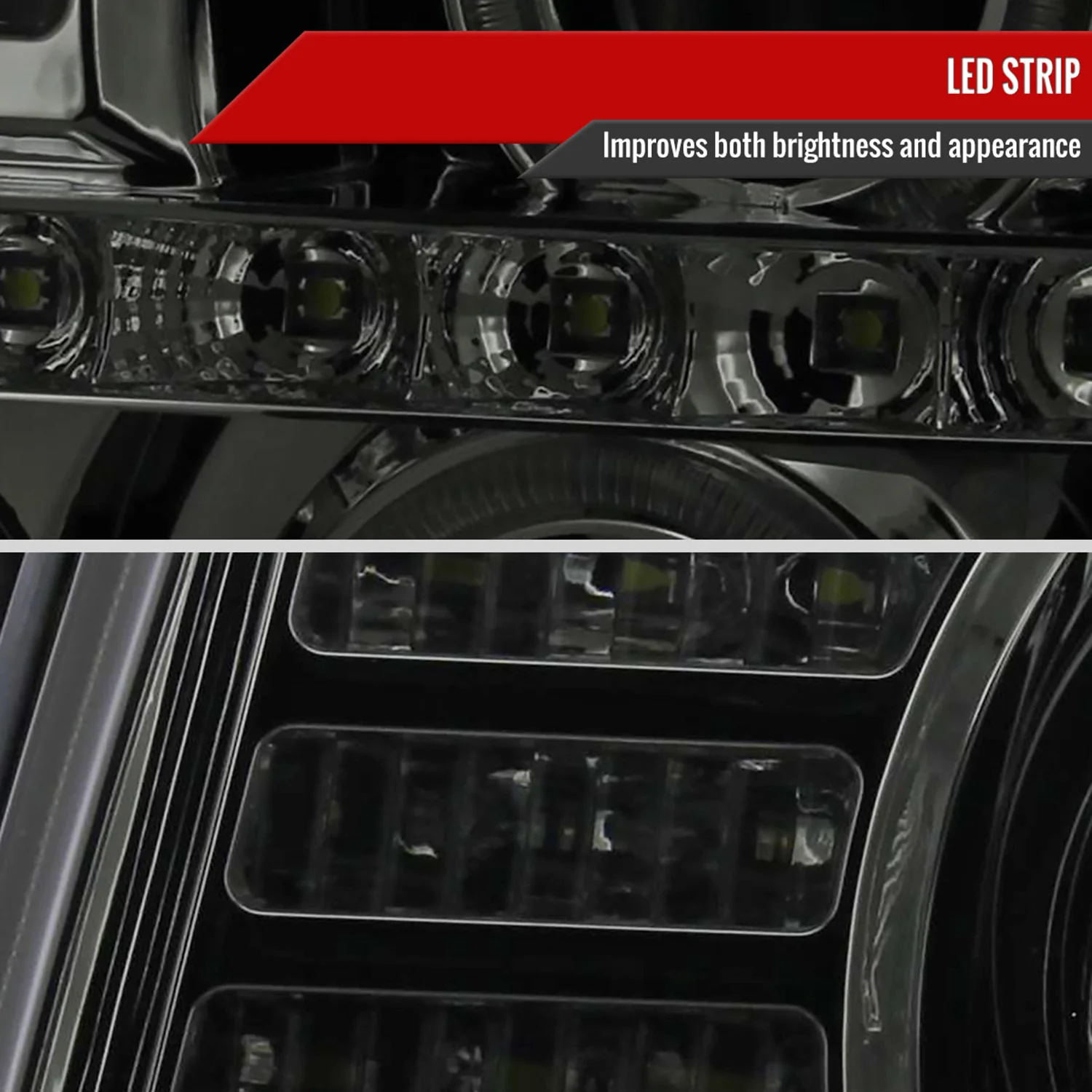 2002-2006 Cadillac Escalade Dual Halo Projector Headlights LED Light Smoke - Image 6