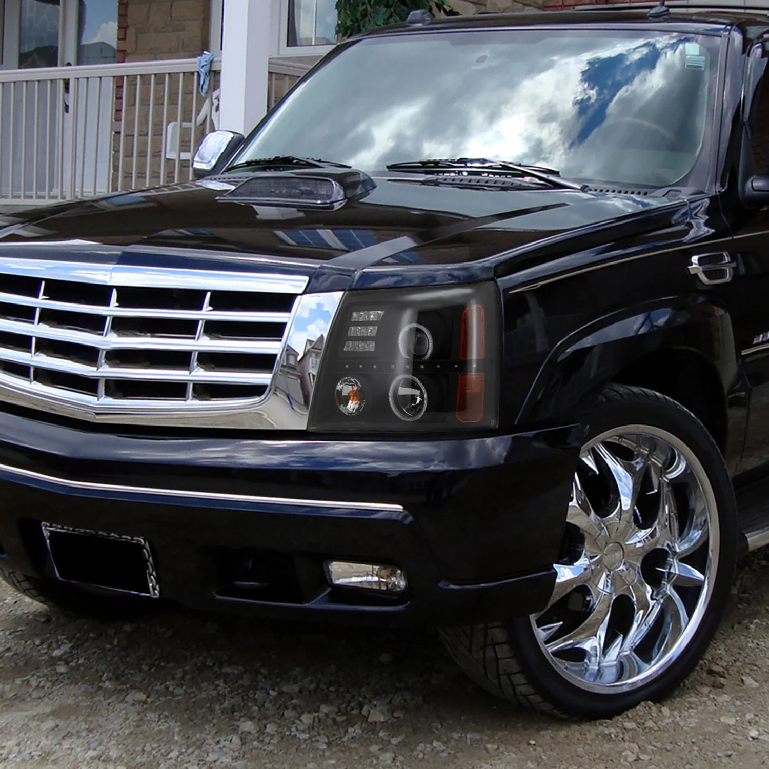 2002-2006 Cadillac Escalade Dual Halo Projector Headlights SMD LED Light Black - Image 10