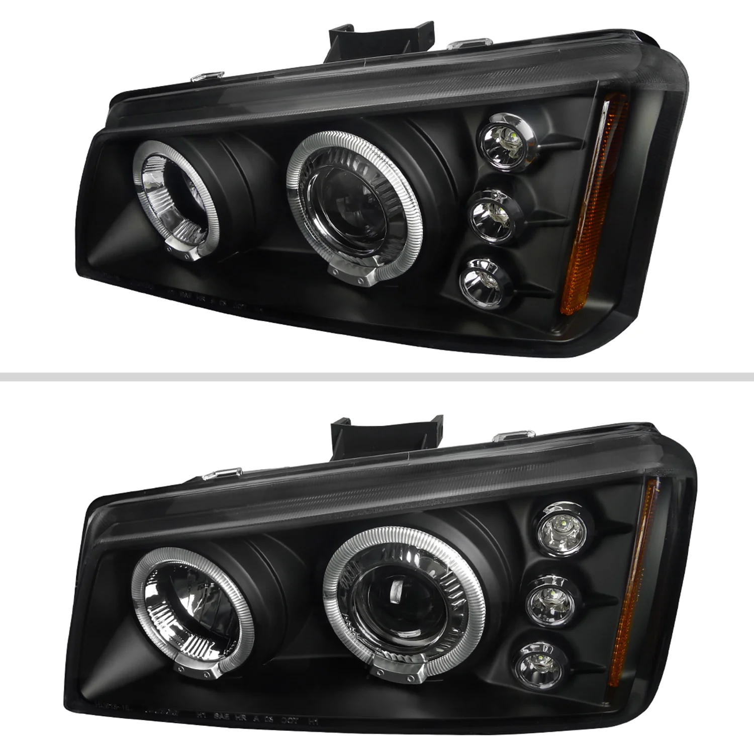 2002-2006 Chevy Avalanche/03-2007 Silverado Dual Halo Projector Headlights Black - Image 2