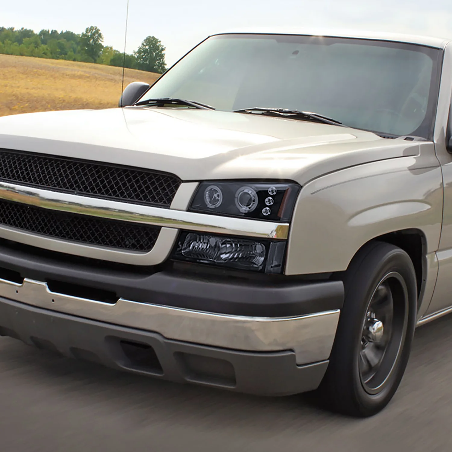 2002-2006 Chevy Avalanche/03-2007 Silverado Dual Halo Projector Headlights Smoke - Image 10