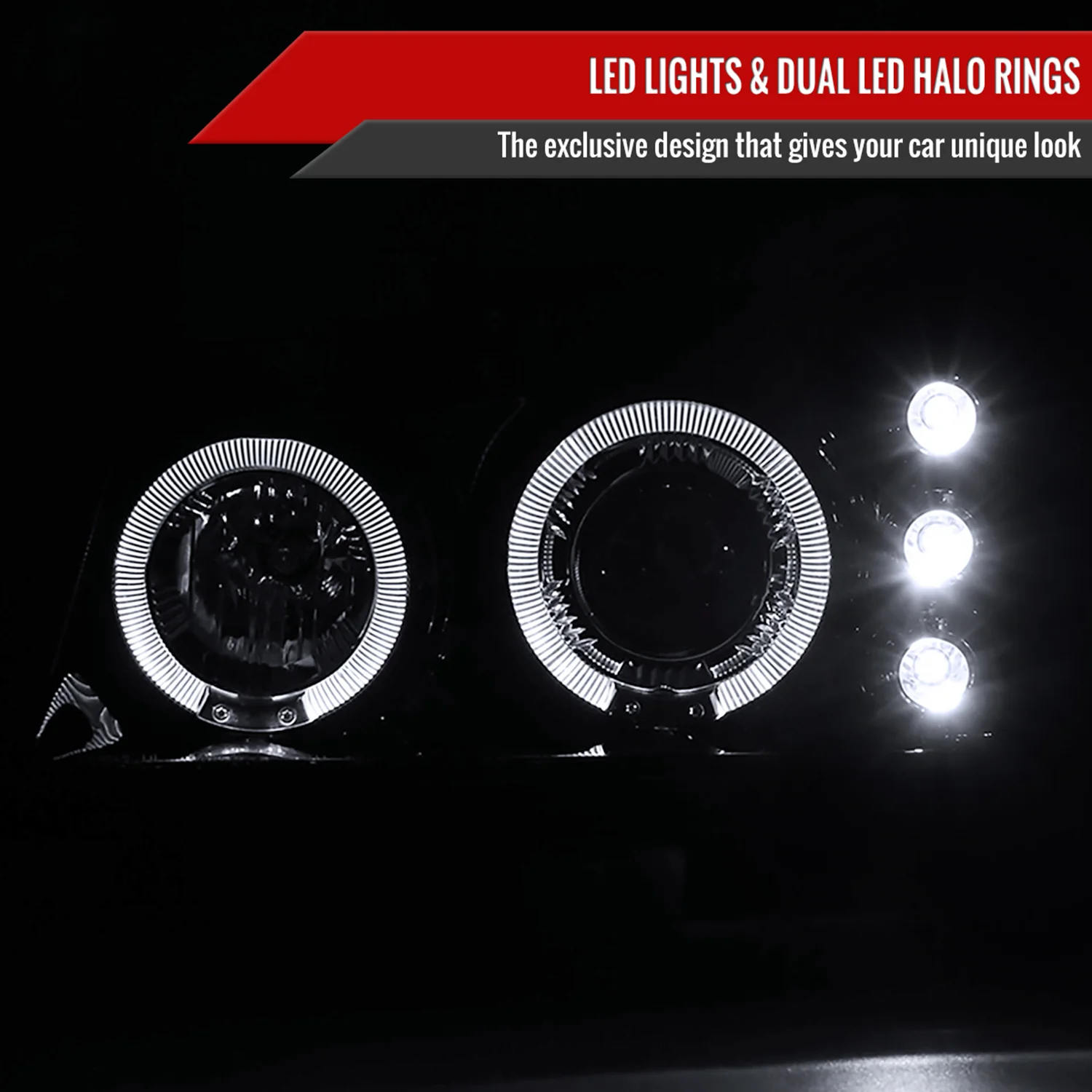 2002-2006 Chevy Avalanche/03-2007 Silverado Dual Halo Projector Headlights Smoke - Image 2