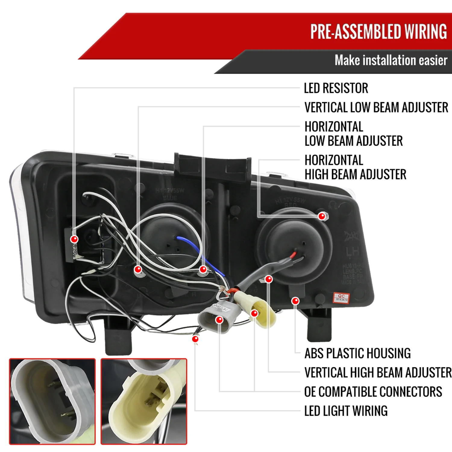 2002-2006 Chevy Avalanche/03-2007 Silverado Dual Halo Projector Headlights Smoke - Image 7