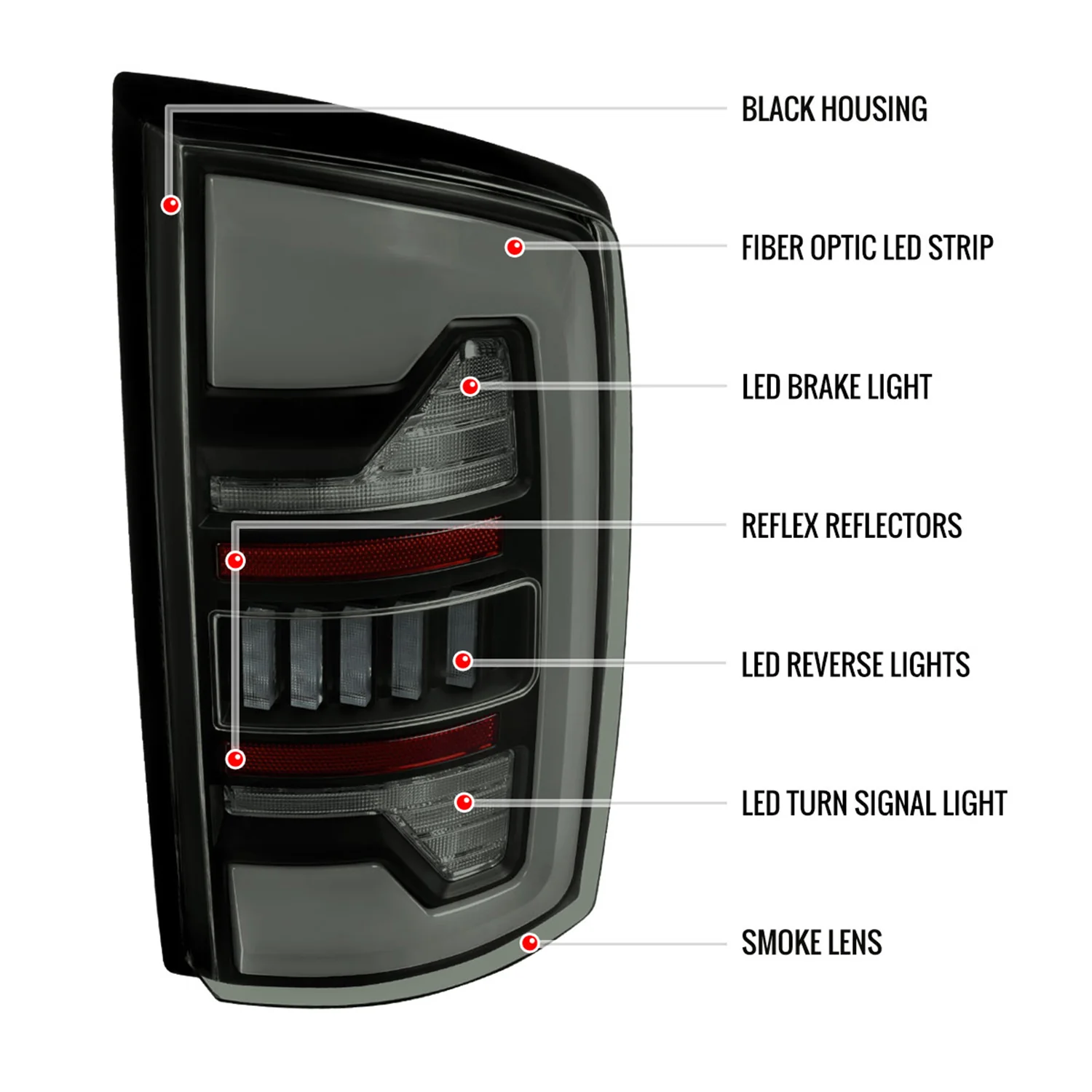 2002-2006 Dodge RAM 1500/2500/3500 White LED Bar Tail Lights Matte Black/Smoke - Image 8