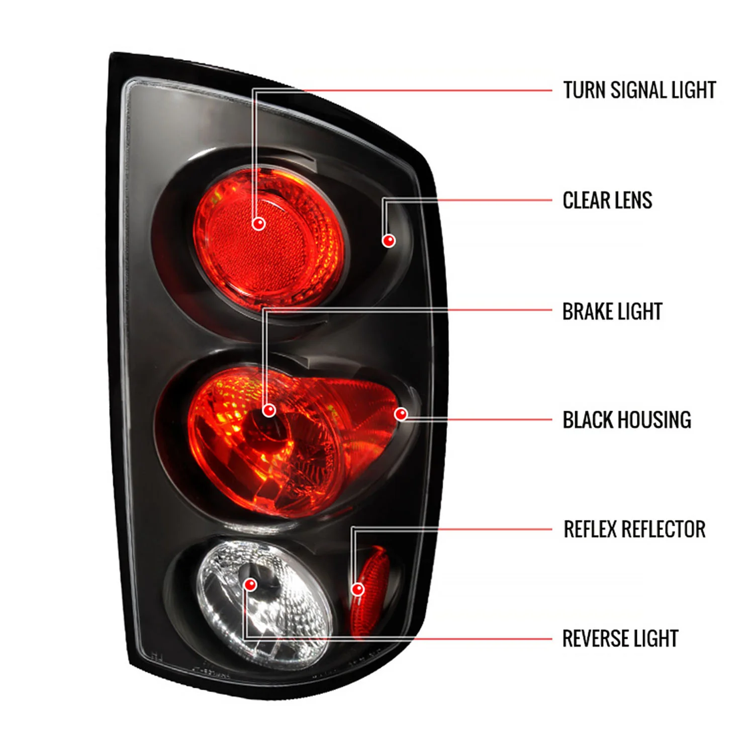2002-2006 Dodge RAM Tail Lights Matte Black Housing/Clear Lens - Image 9
