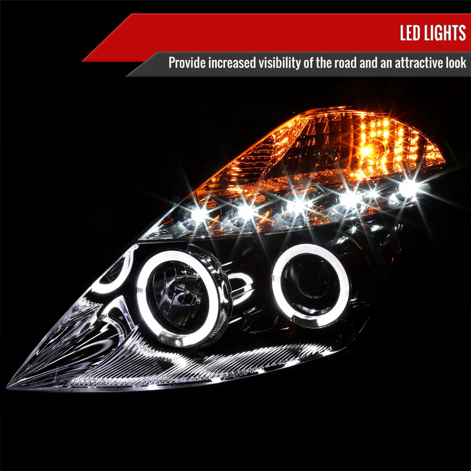 2003-2005 Nissan 350Z Dual Halo Projector Headlights Chrome/Clear Lens - Image 2