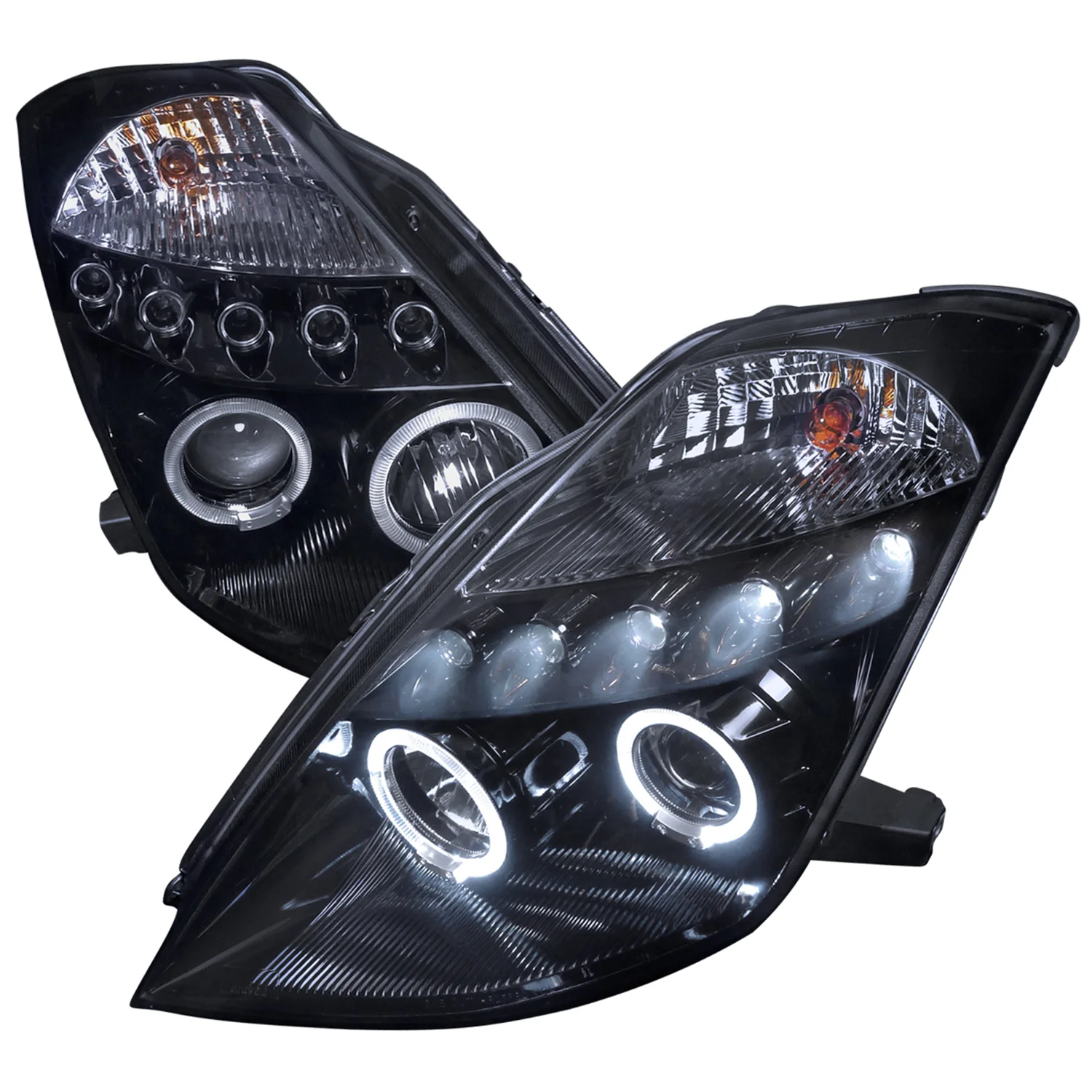 2003-2005 Nissan 350Z Dual Halo Projector Headlights Glossy Black/Smoke Lens