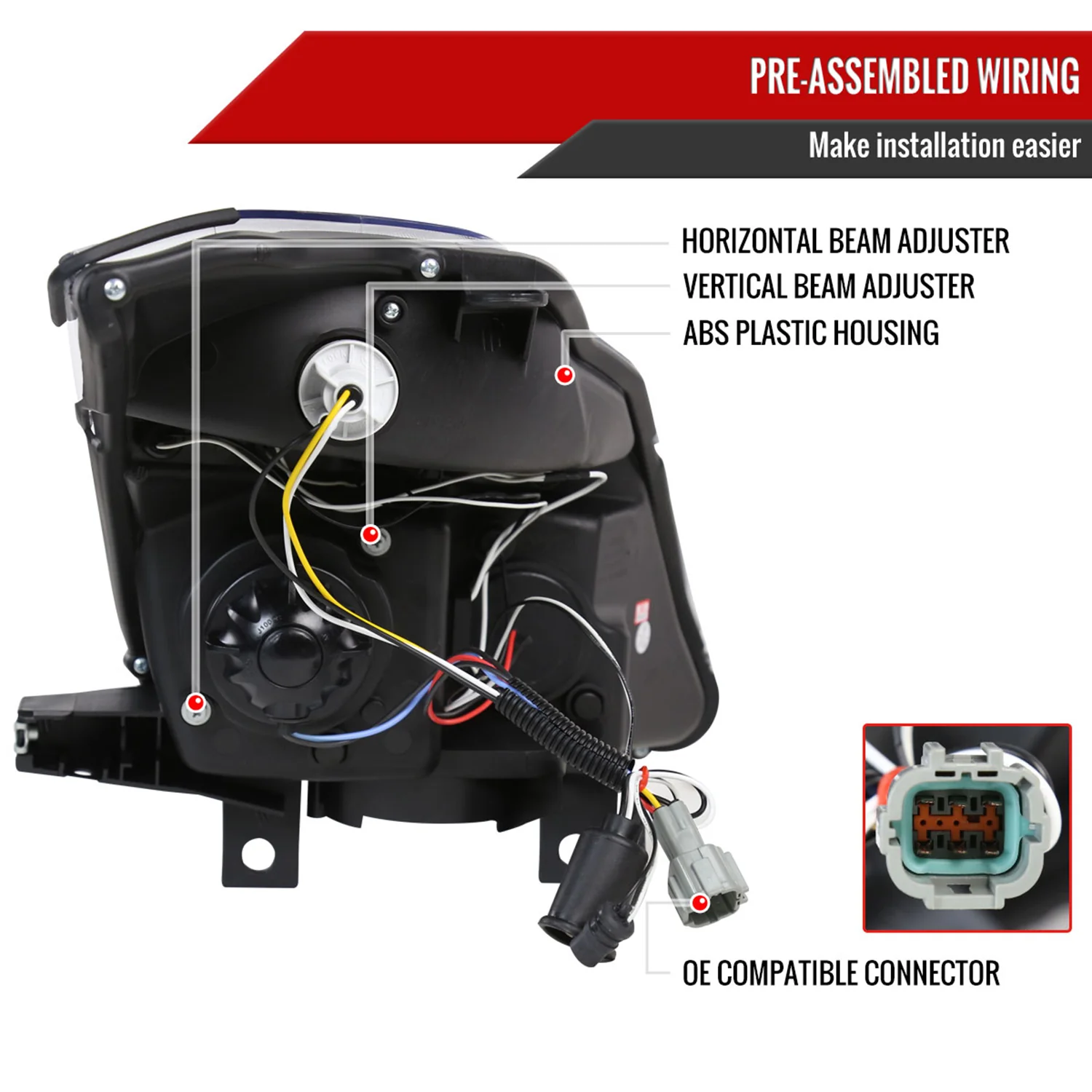 2003-2005 Nissan 350Z Dual Halo Projector Headlights Glossy Black/Smoke Lens - Image 7