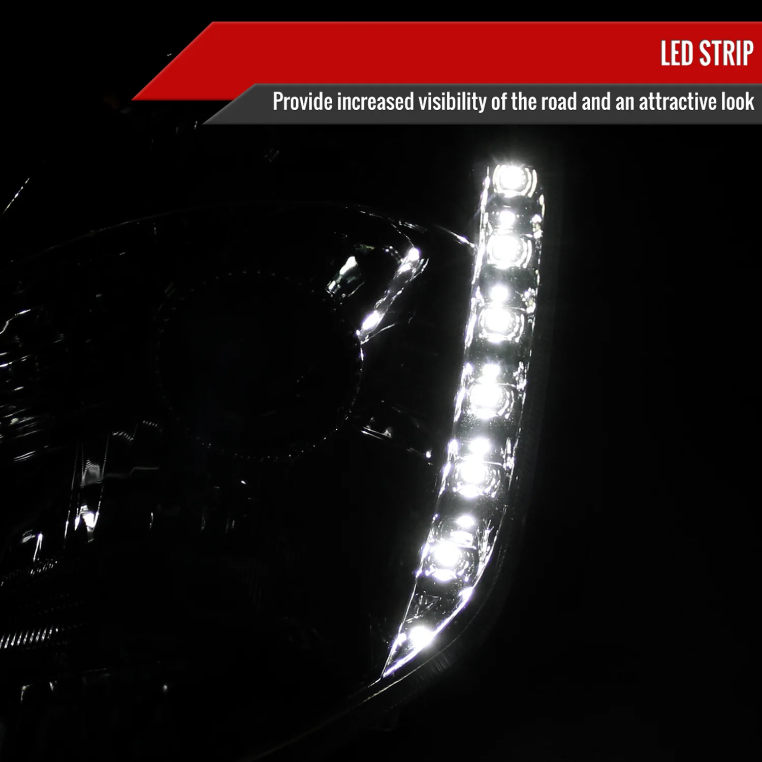 2003-2005 Nissan 350Z Projector Headlights w/ SMD LED Light Strip Chrome/Clear - Image 2
