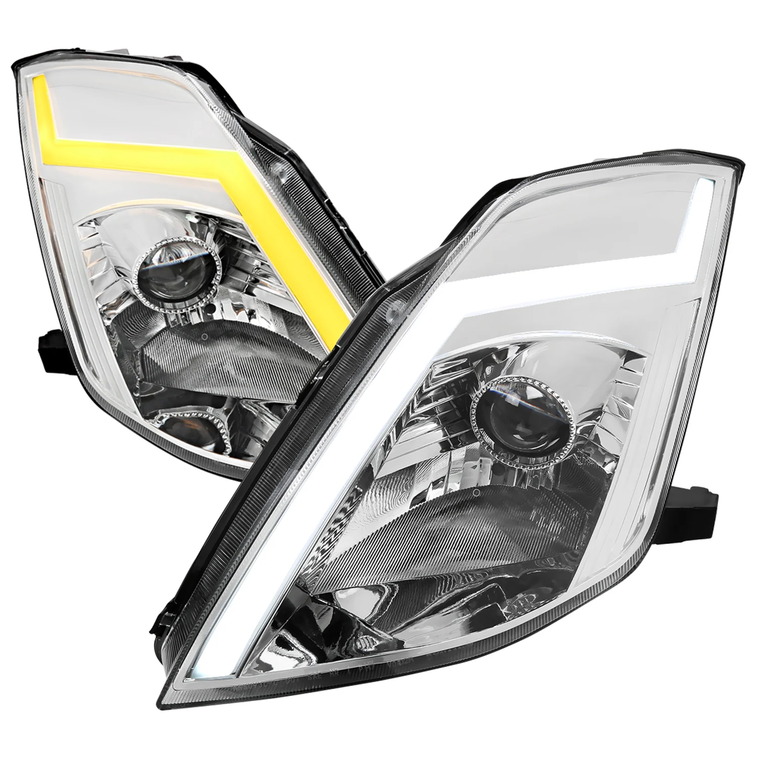 2003-2005 Nissan 350Z Signal Animated LED Bar Projector Headlights Chrome