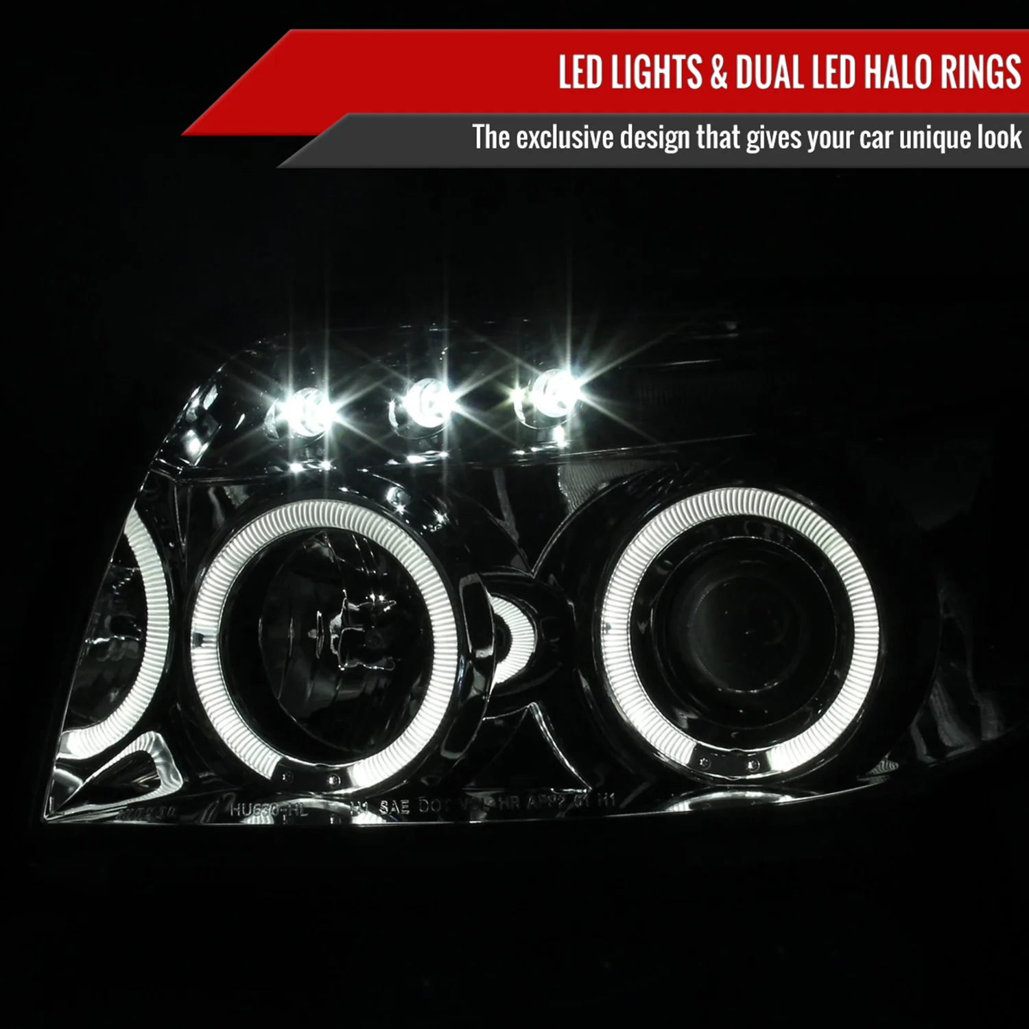 2003-2005 Toyota 4Runner Dual Halo Projector Headlights Chrome/Clear Lens - Image 2