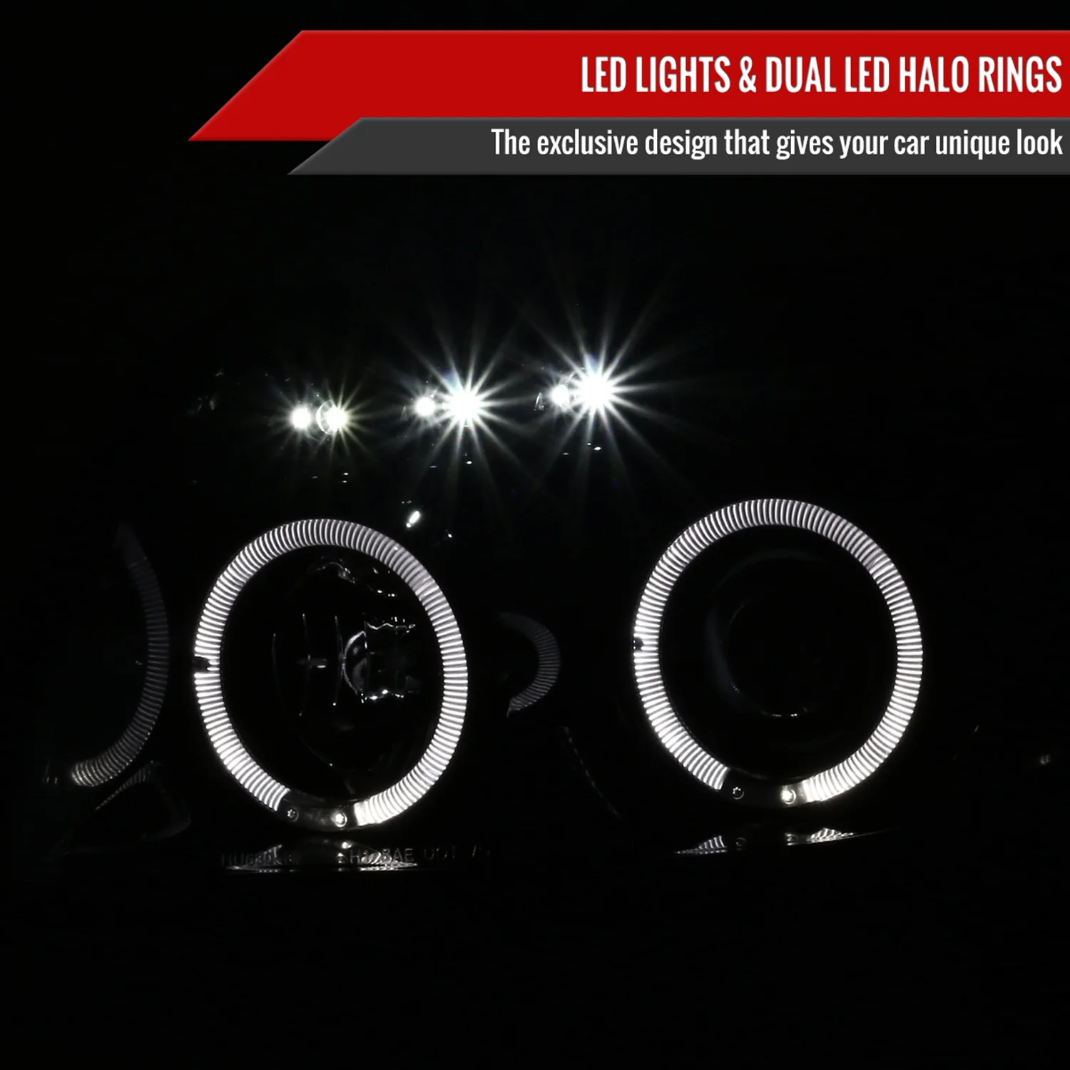 2003-2005 Toyota 4Runner Dual Halo Projector Headlights Glossy Black/Smoke - Image 2