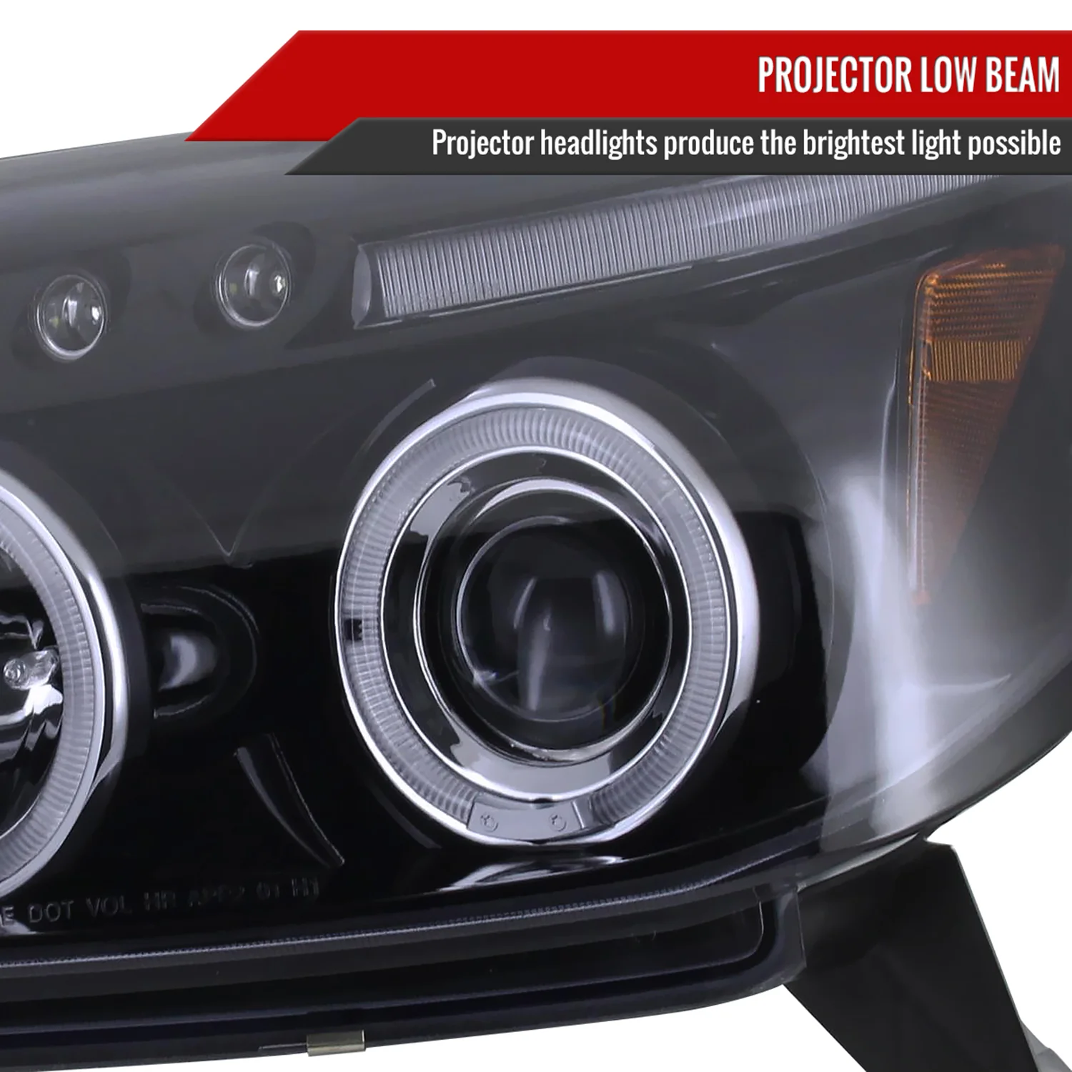 2003-2005 Toyota 4Runner Dual Halo Projector Headlights Glossy Black/Smoke - Image 3