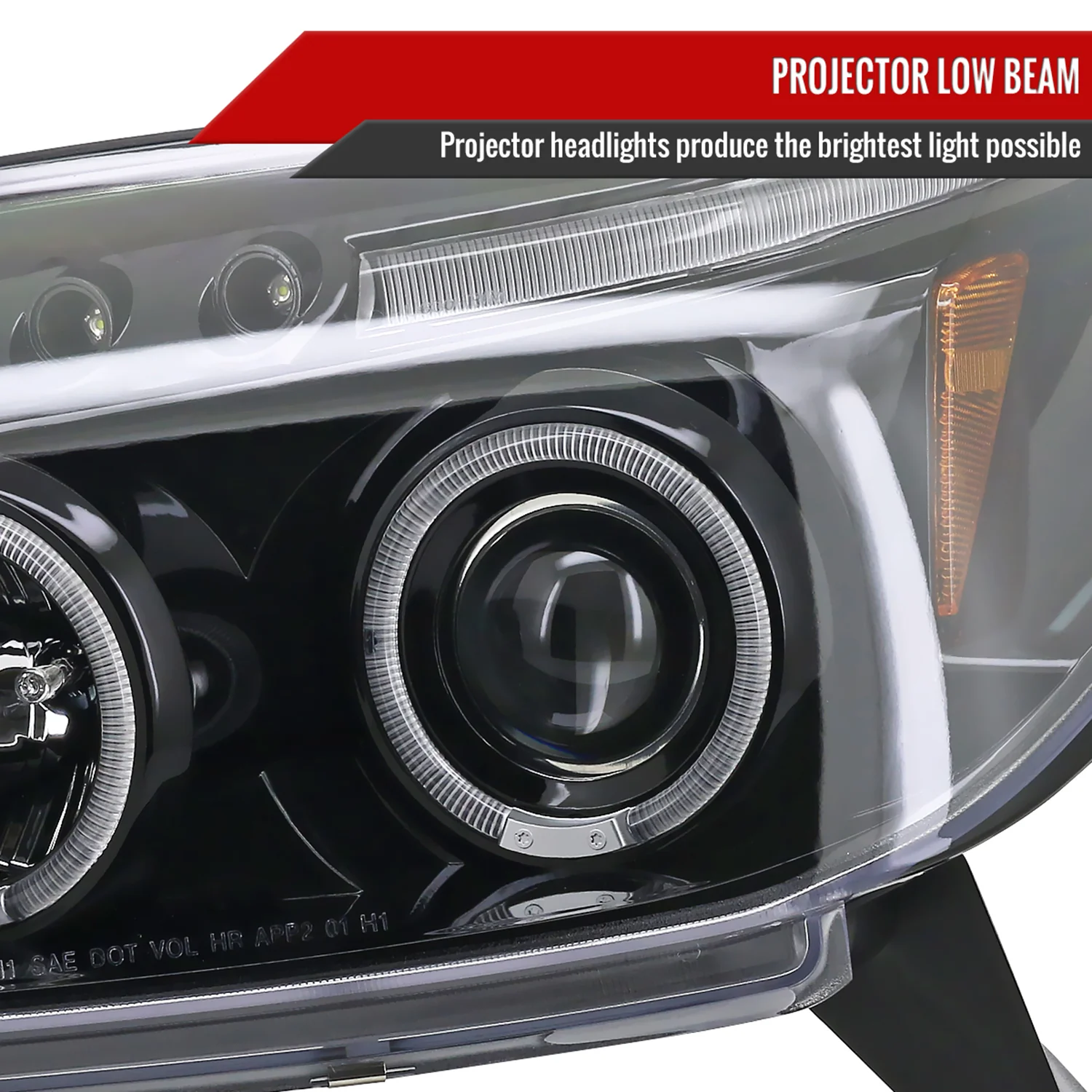 2003-2005 Toyota 4Runner Dual Halo Projector Headlights Jet Black/Clear Lens - Image 3